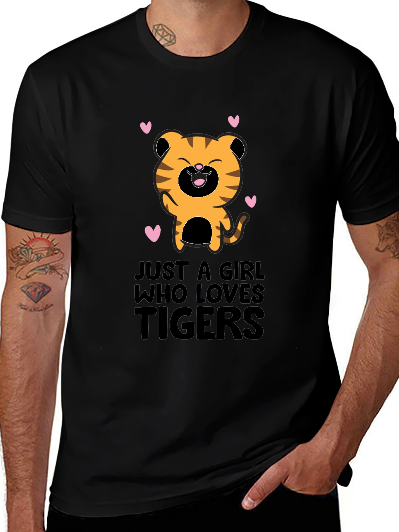 Variant 9 of Girl Who Loves Tigers Black Graphic T-Shirt
