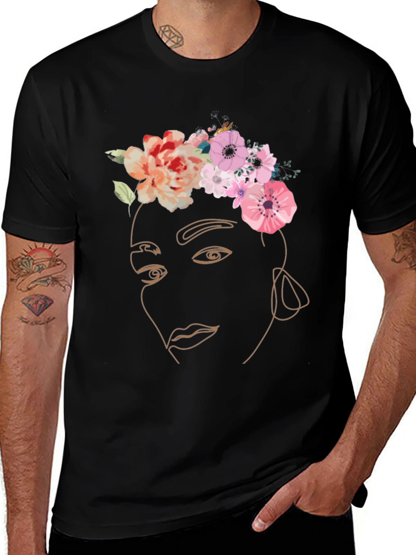 Variant 7 of Floral Portrait Graphic Tee - Stylish Unisex Shirt