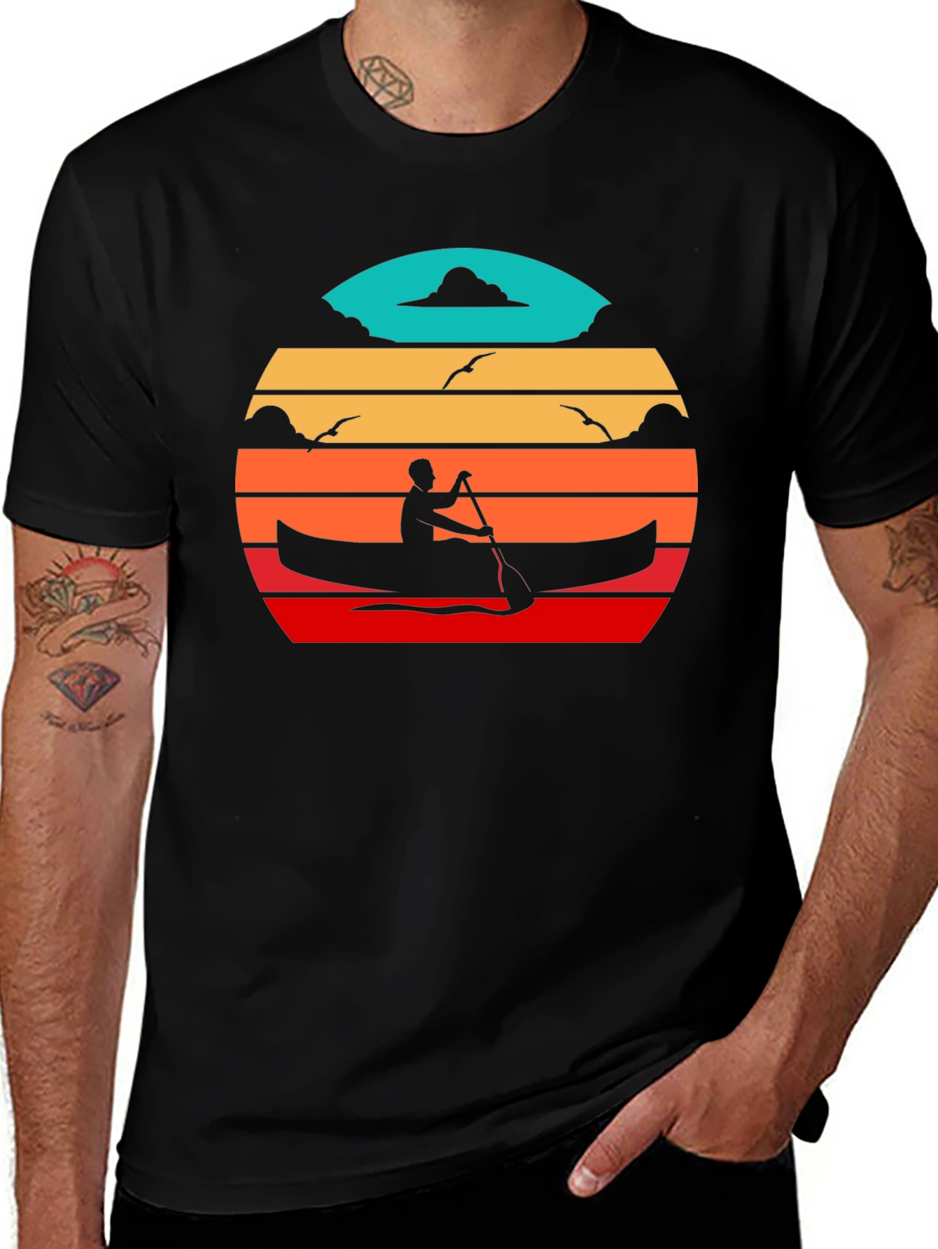 Canoe Sunset Black T-Shirt