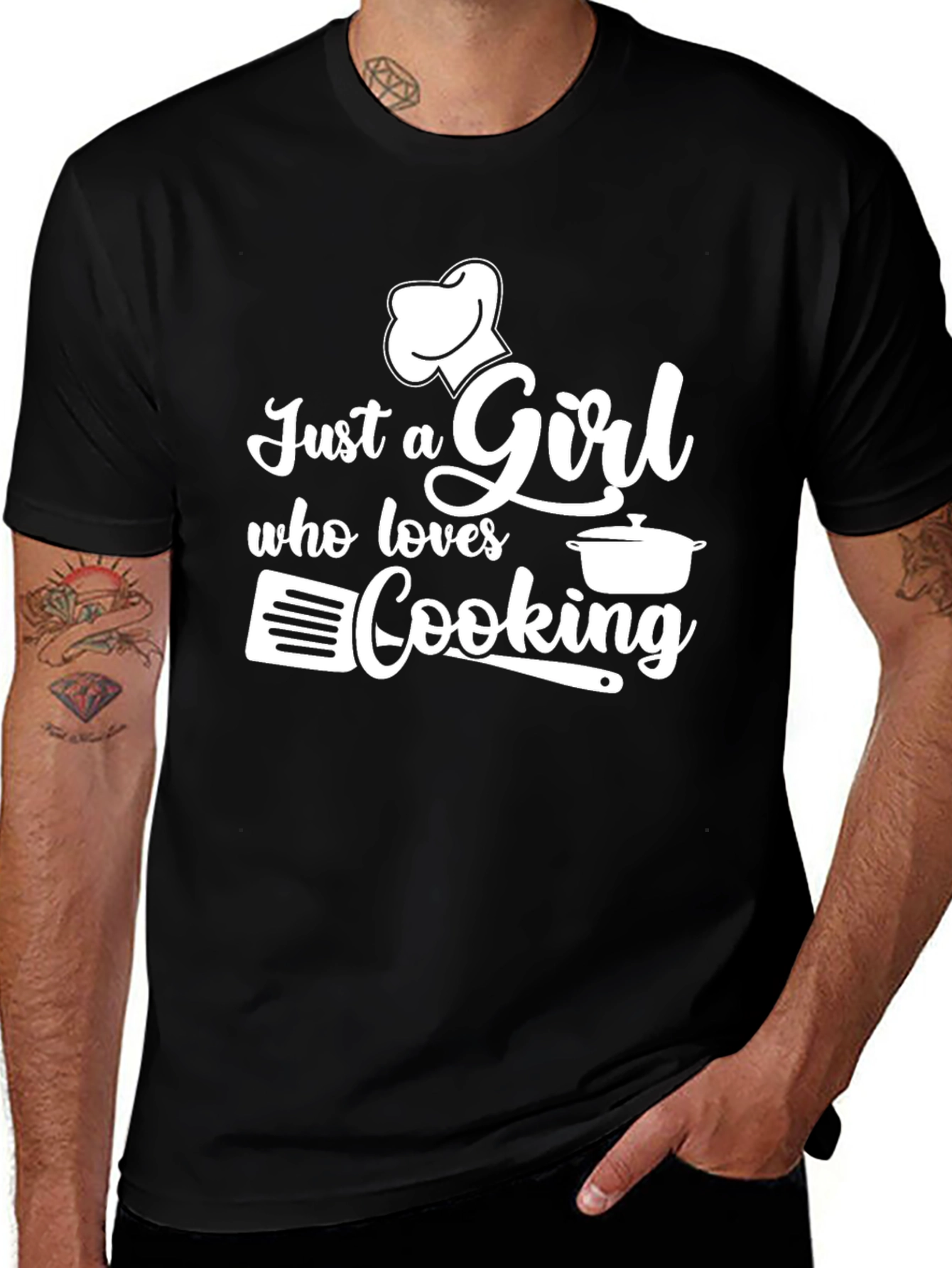 Just a Girl Who Loves Cooking Black T-Shirt