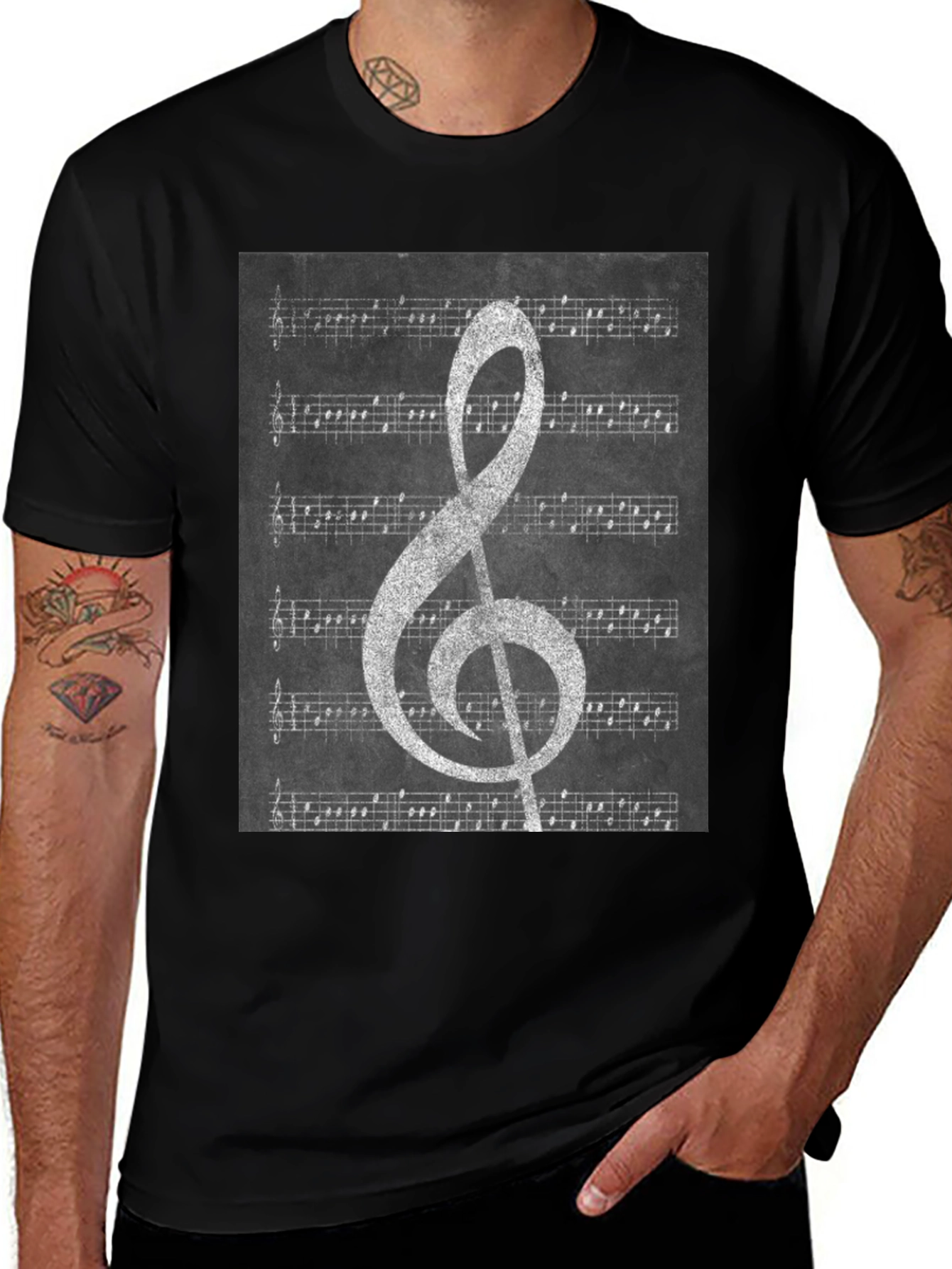 Variant 14 of Musical Notes T-Shirt: Treble Clef & Sheet Music Design