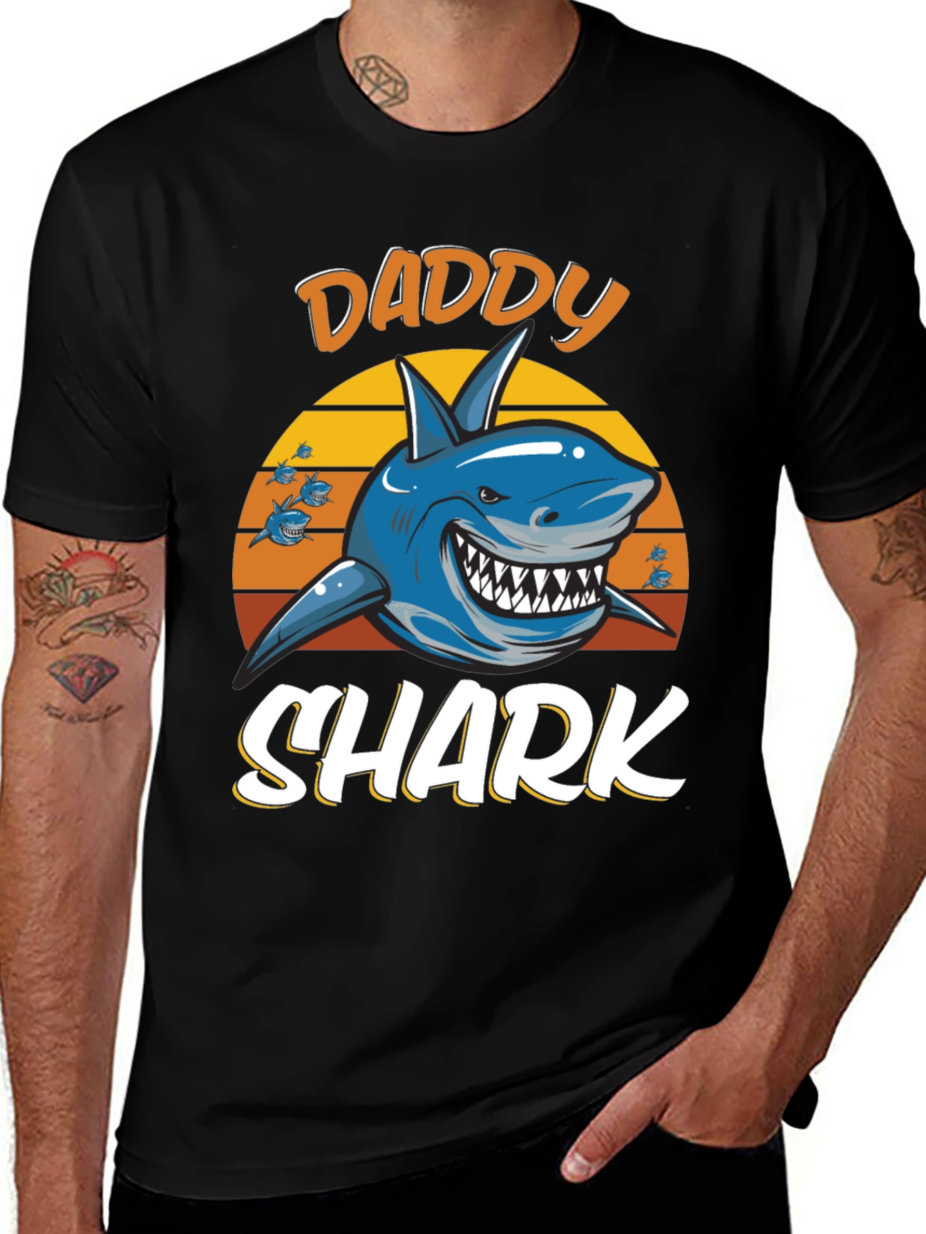 Variant 26 of Daddy Shark Graphic Tee - Black Cotton T-Shirt