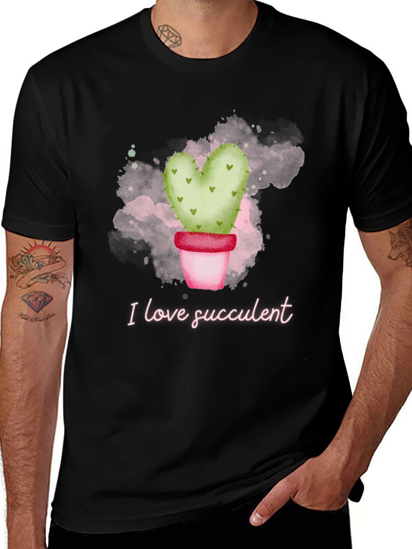 Variant 19 of I Love Succulent T-Shirt - Heart Cactus
