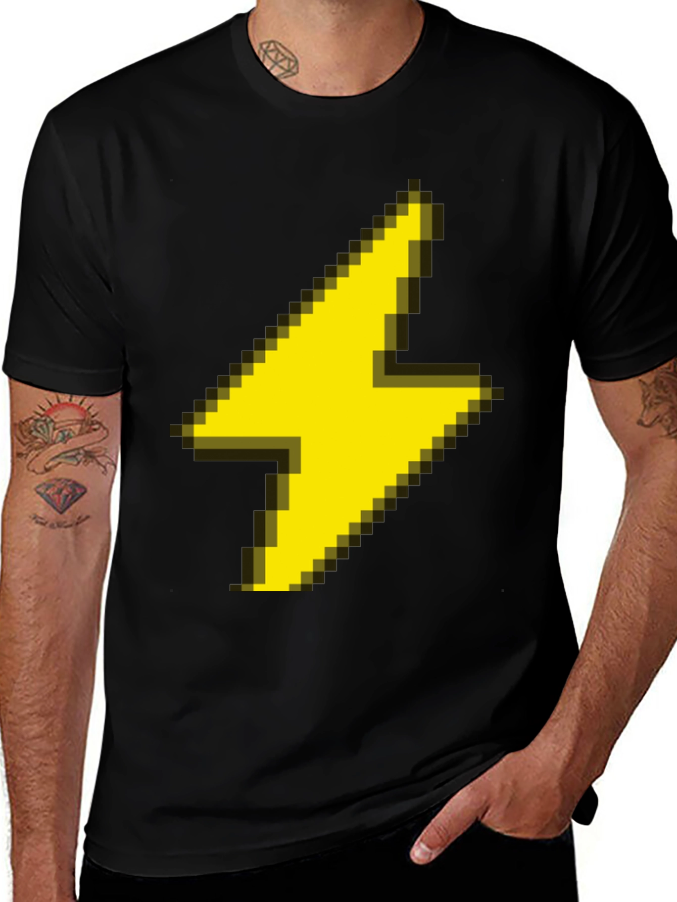 Variant 16 of Pixel Lightning Bolt Graphic Tee - Black Casual Shirt
