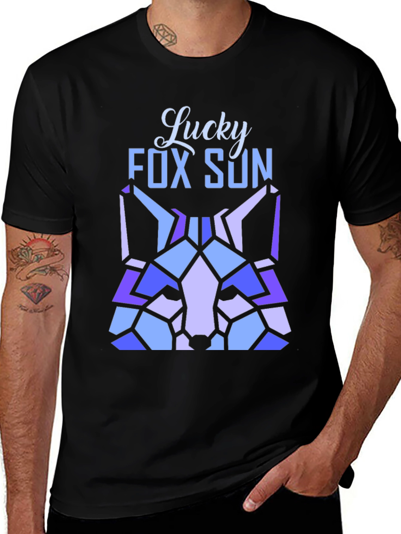 Variant 18 of Lucky Fox Sun Graphic T-Shirt - Stylish Geometric Design