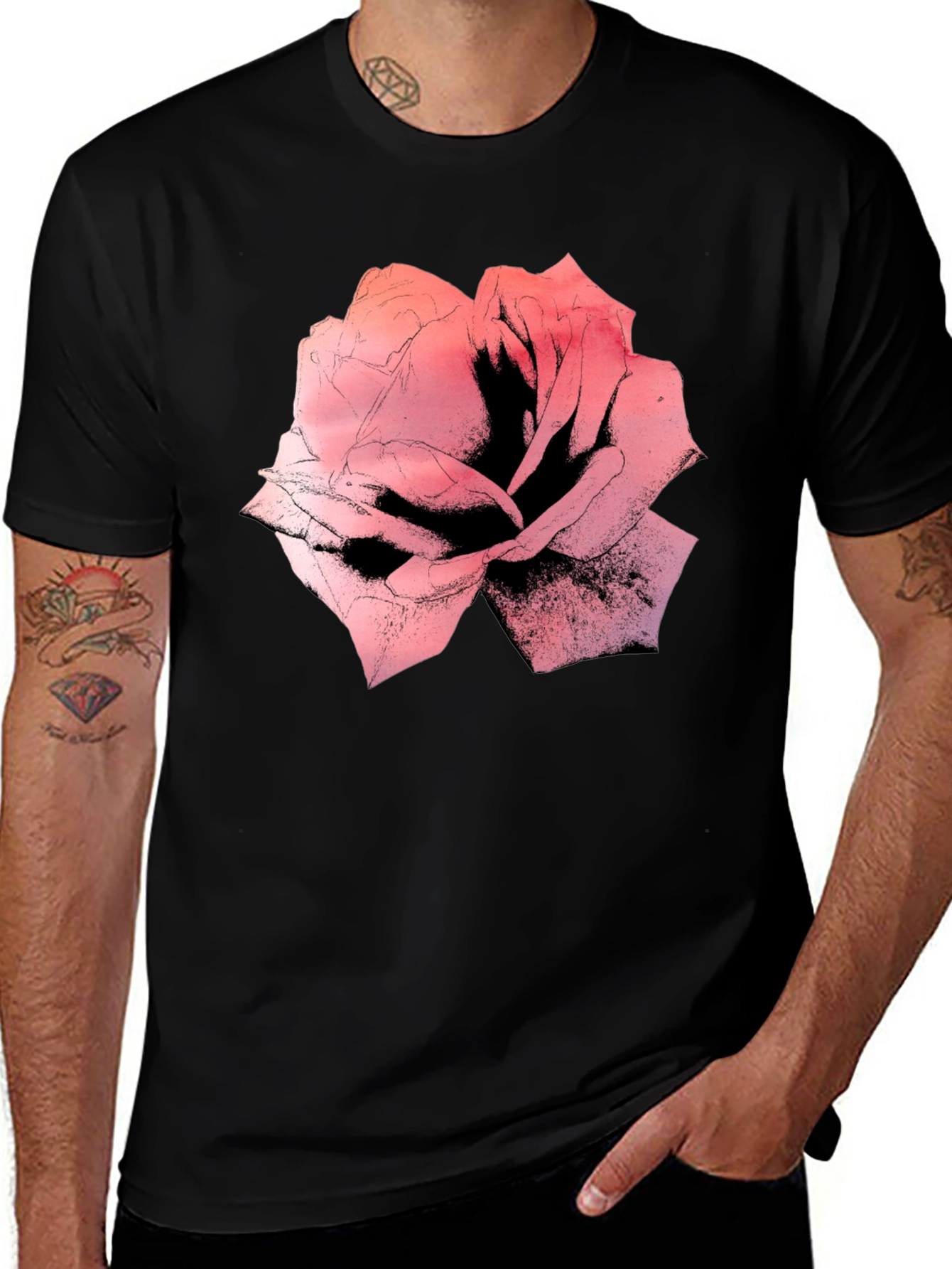 Variant 6 of Rose Graphic Black T-Shirt