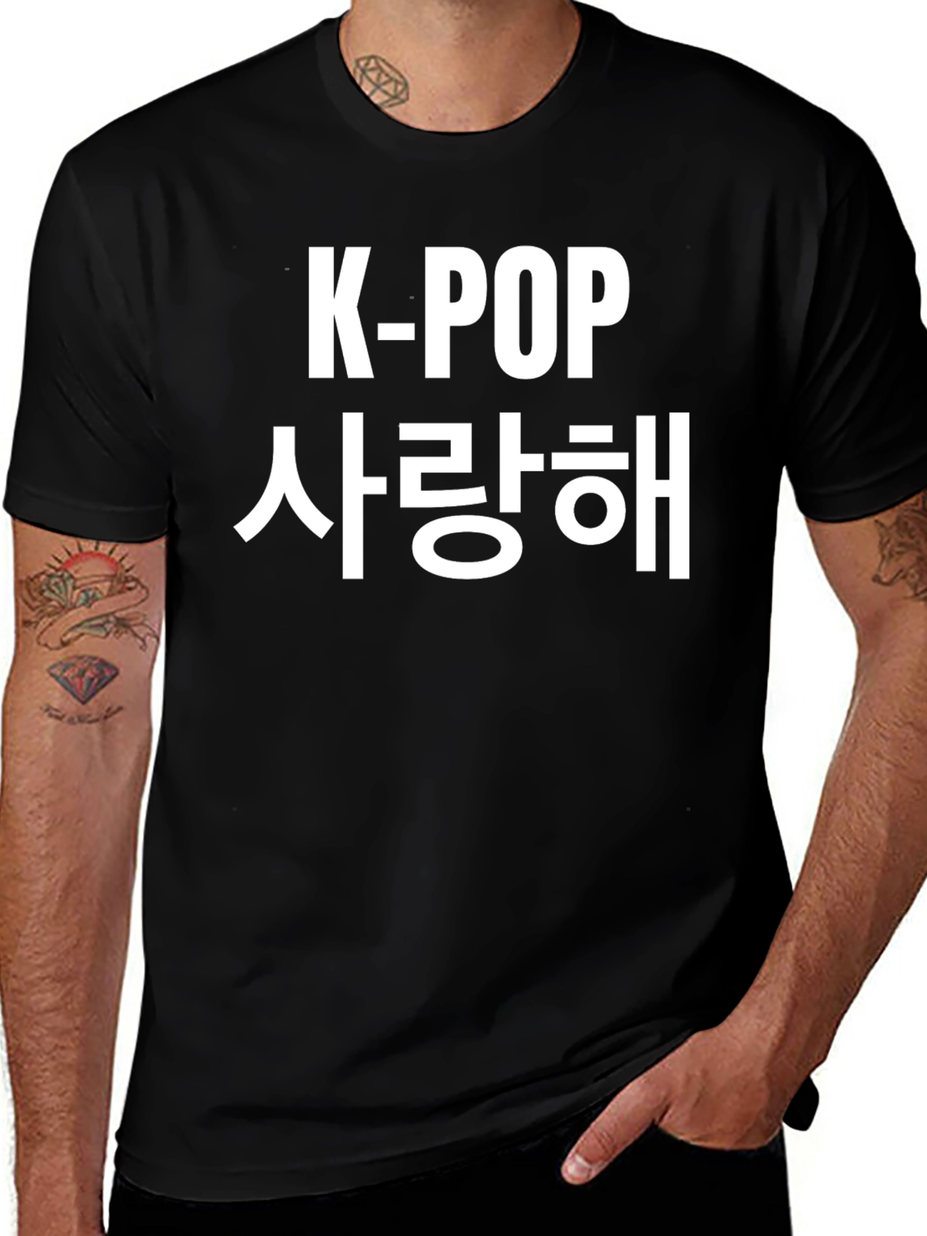 K-Pop Saranghae Graphic Tee - Korean Pop Music T-Shirt