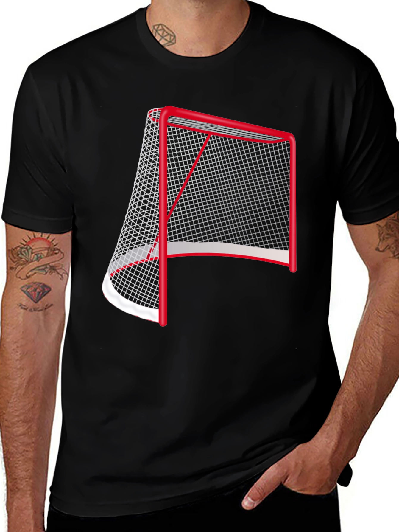 Variant 23 of Hockey Net Graphic Tee - Sporty Black T-Shirt