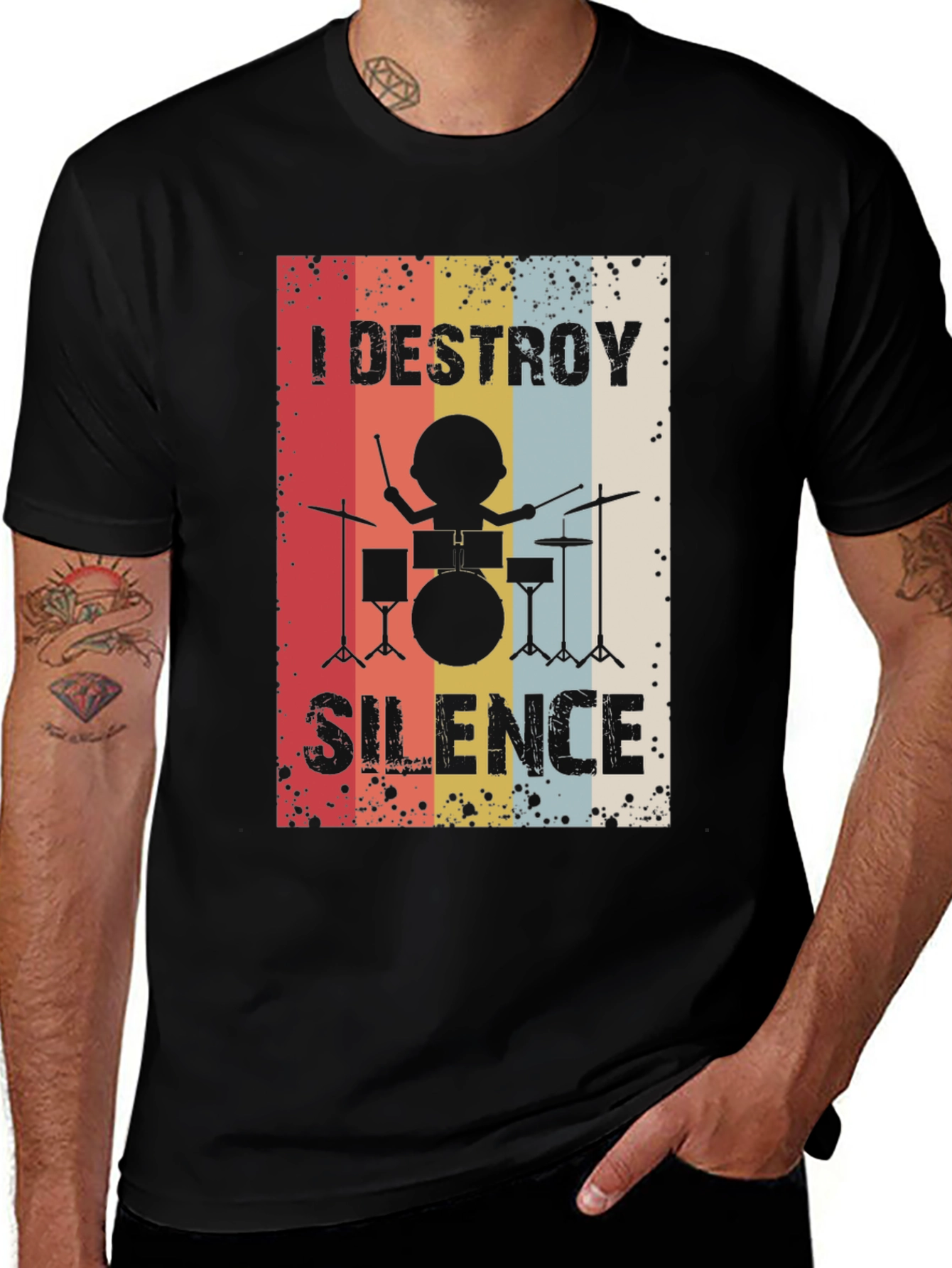 Variant 9 of I Destroy Silence Drummer Graphic Tee