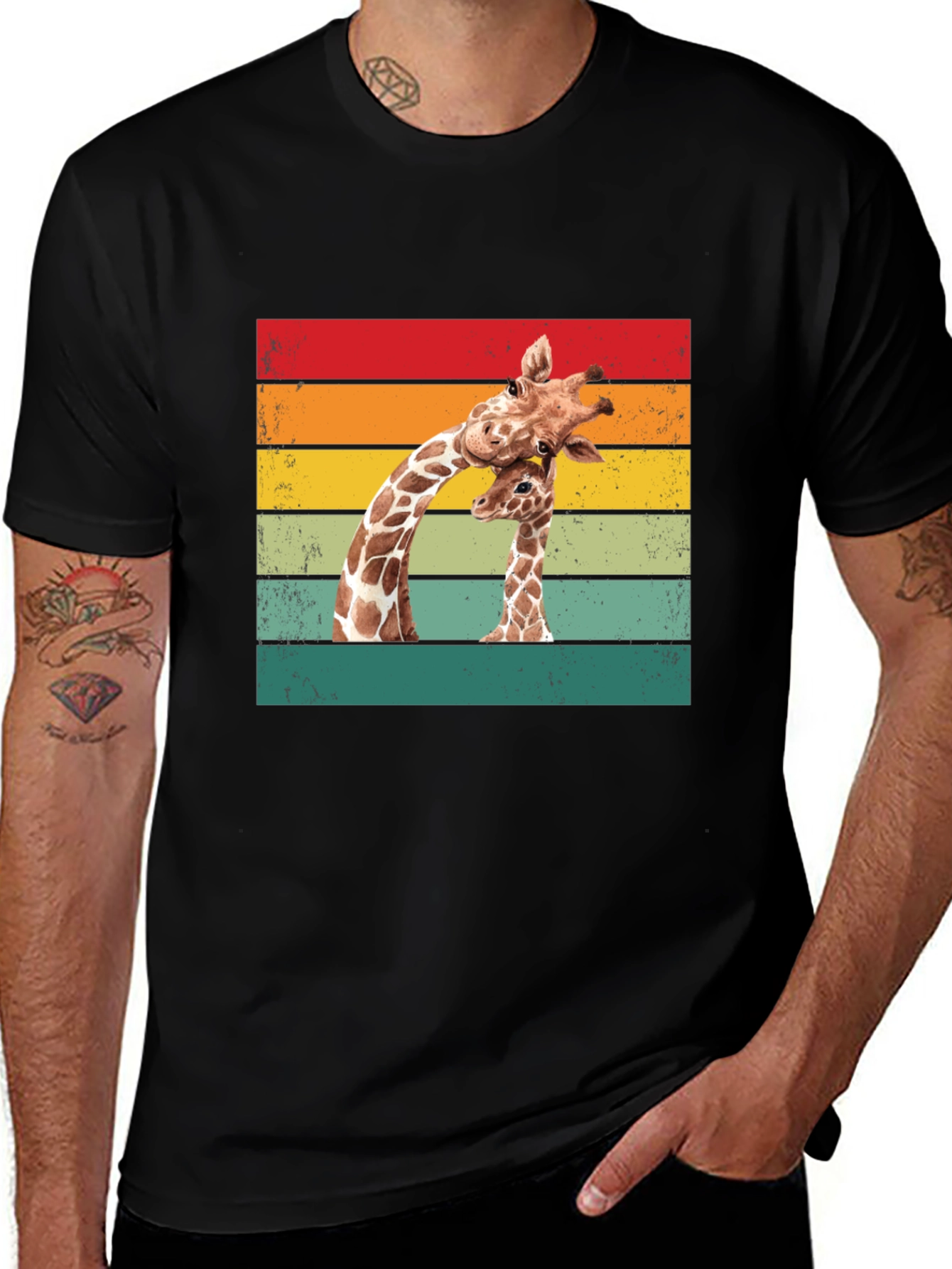 Variant 20 of Giraffe Graphic Tee - Retro Style Animal Lover Shirt