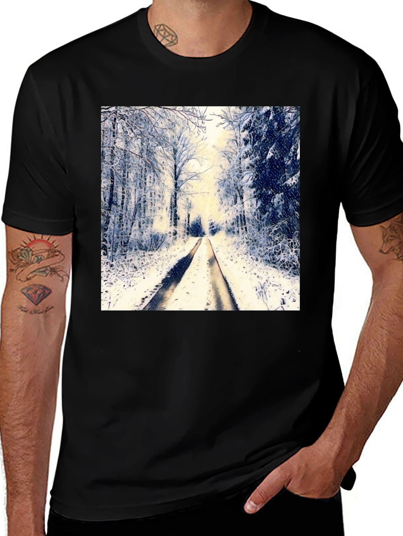 Variant 4 of Winter Forest Path Graphic Tee