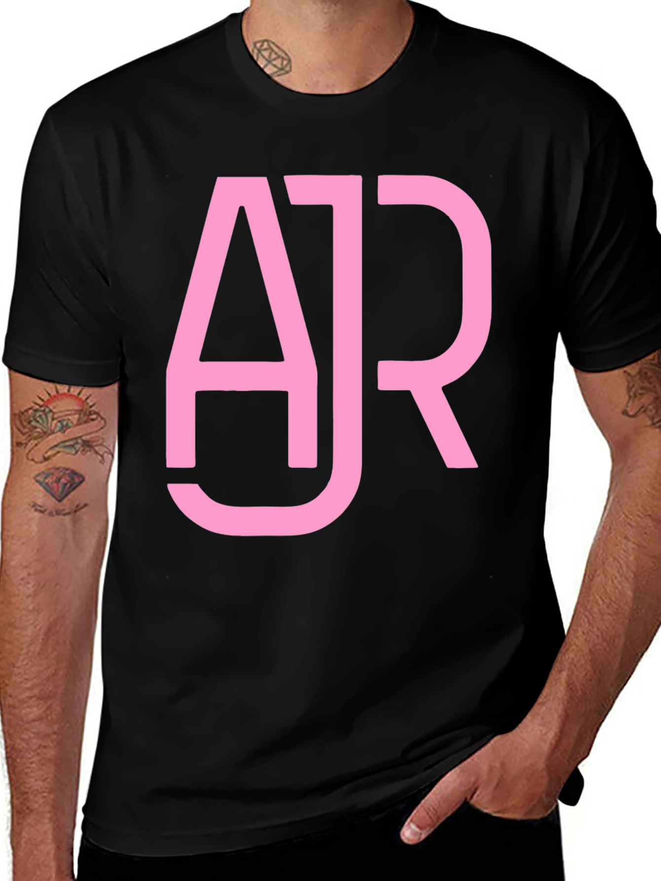 AJR Pink Logo Black T-Shirt