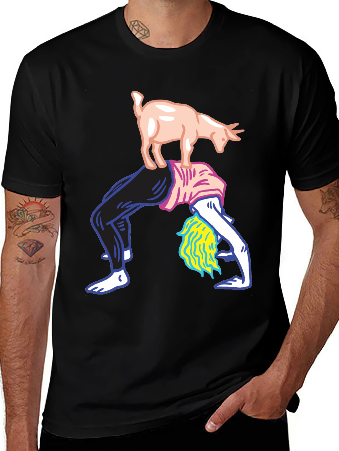 Variant 20 of Goat Yoga Graphic Tee - Men's Black T-Shirt
