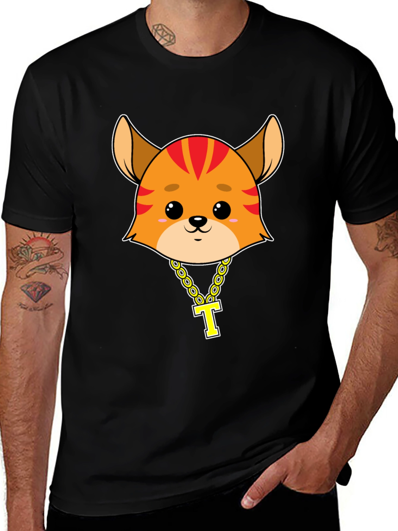 Variant 29 of Cute Cartoon Animal Tee with Gold Chain