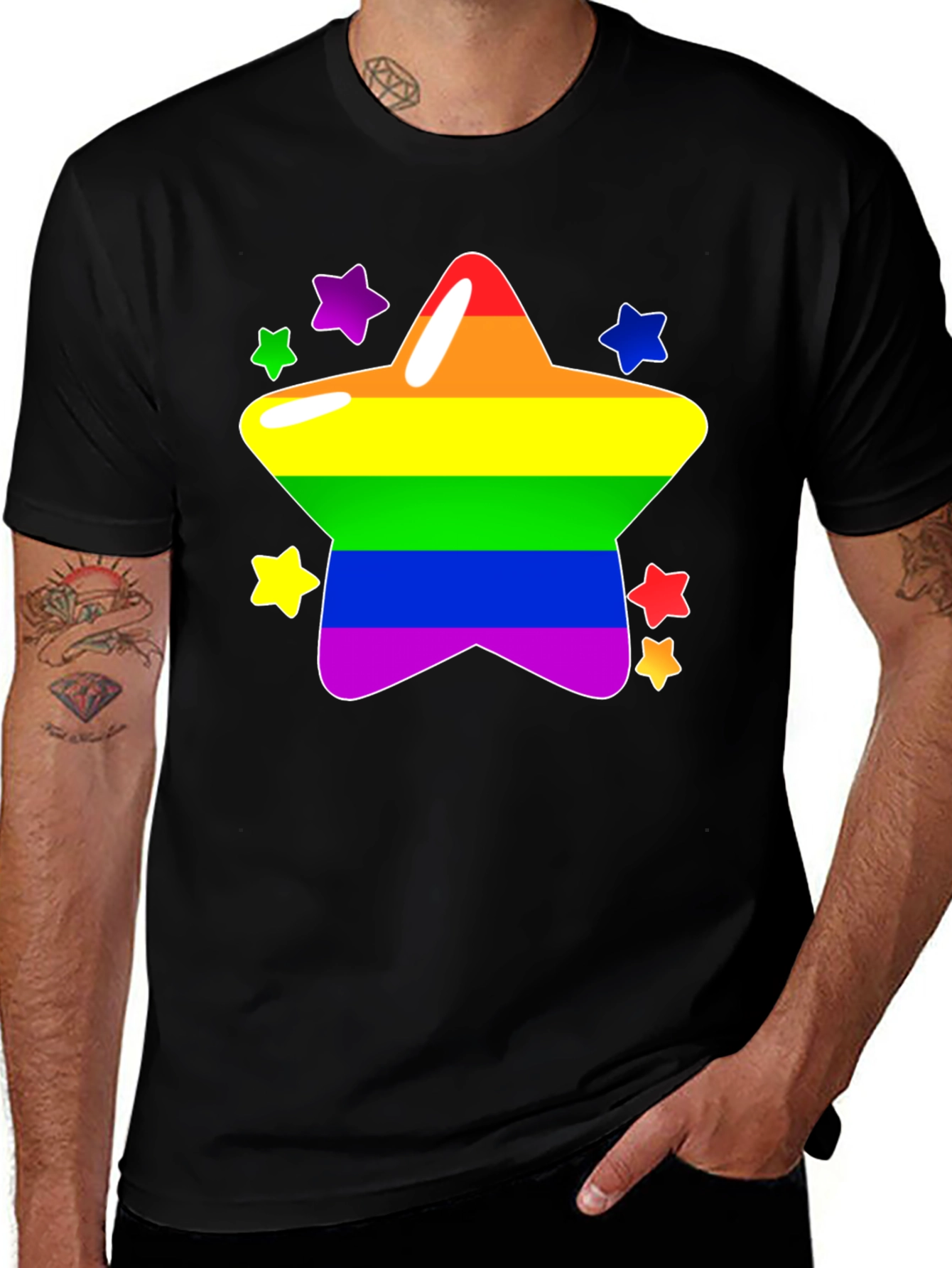Variant 11 of Rainbow Star Graphic Tee - Pride T-Shirt
