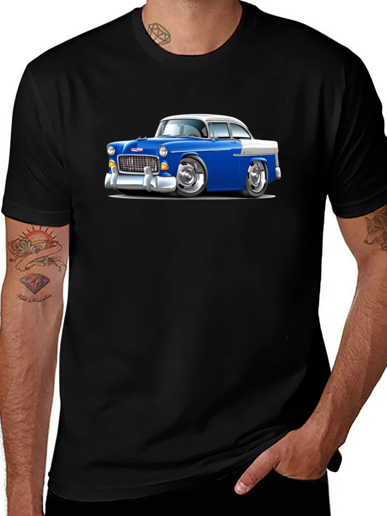 Variant 14 of Classic Car Graphic Tee - Black Cotton Blend