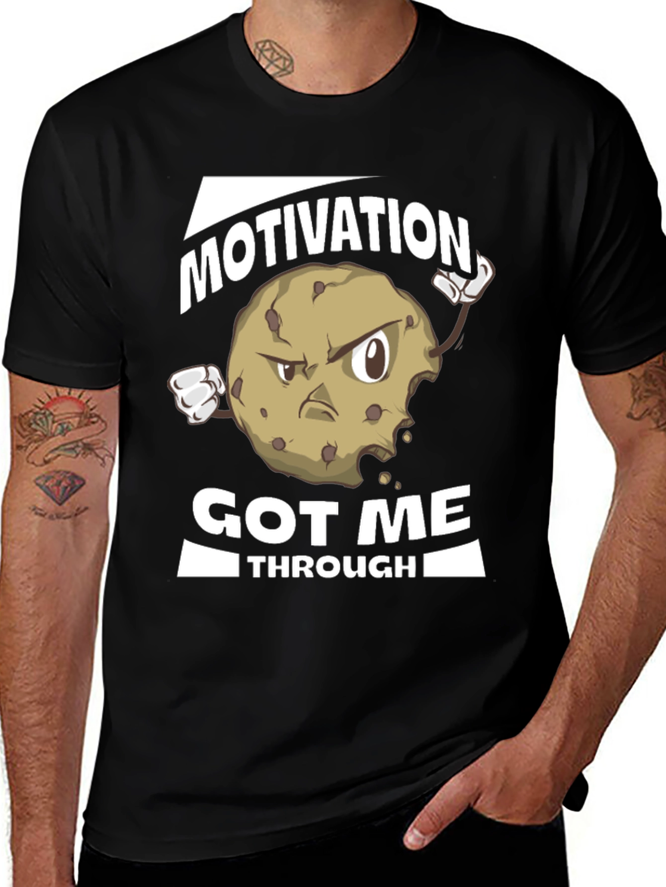 Variant 14 of Motivation Cookie Black T-Shirt - Funny Workout Tee