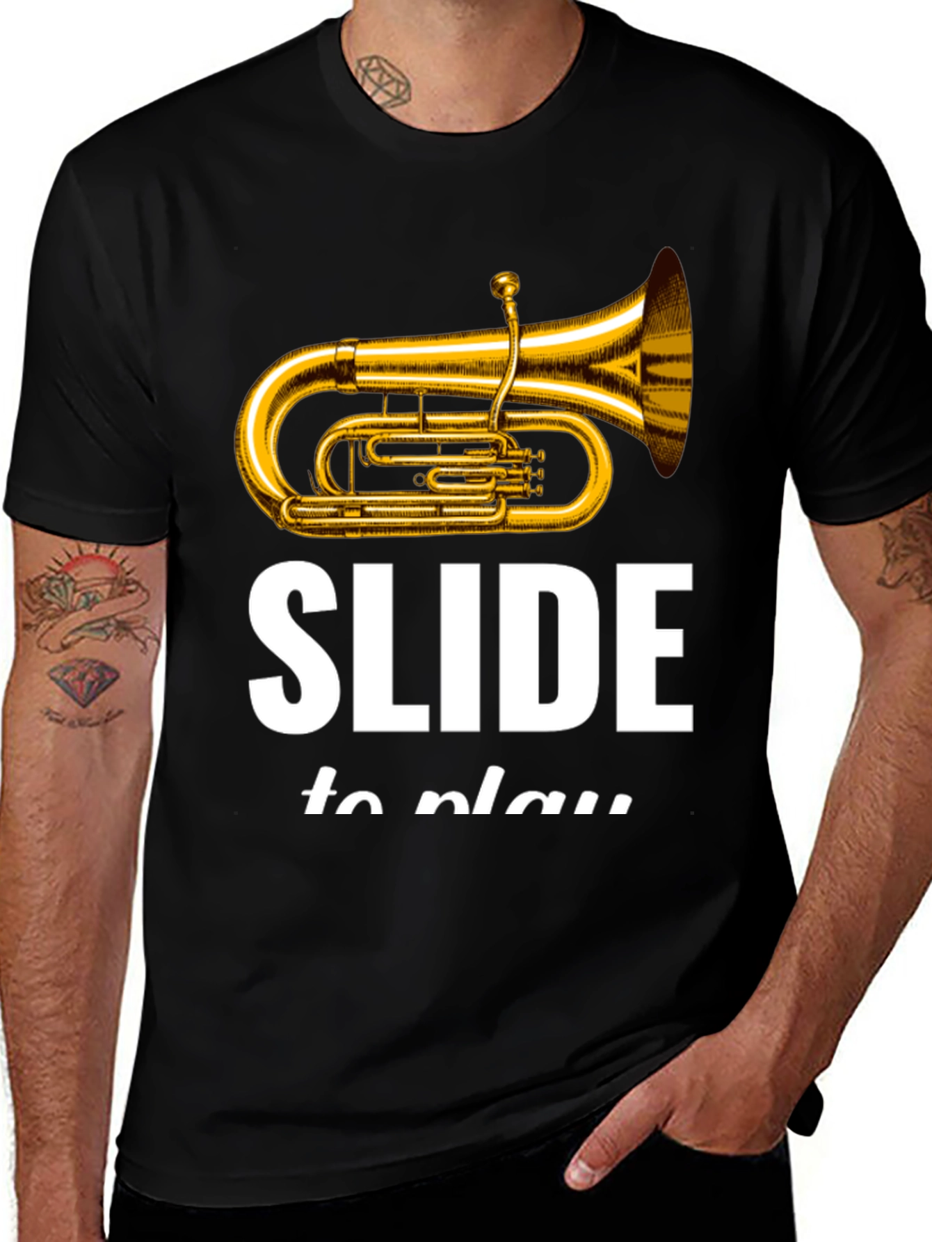 Variant 23 of Slide Tuba Black T-Shirt - Musician Tee