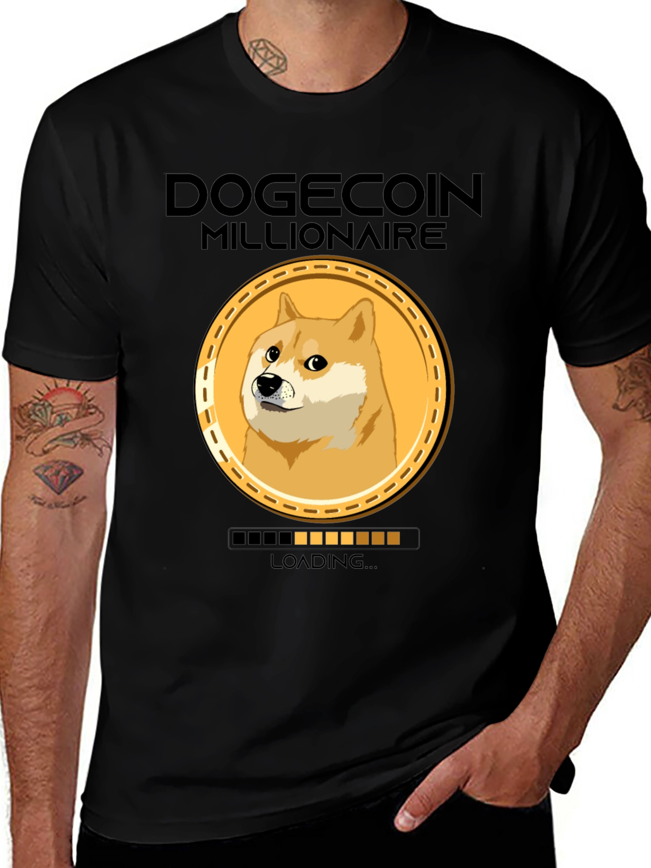 Variant 6 of Dogecoin Millionaire Loading Funny Crypto T-Shirt