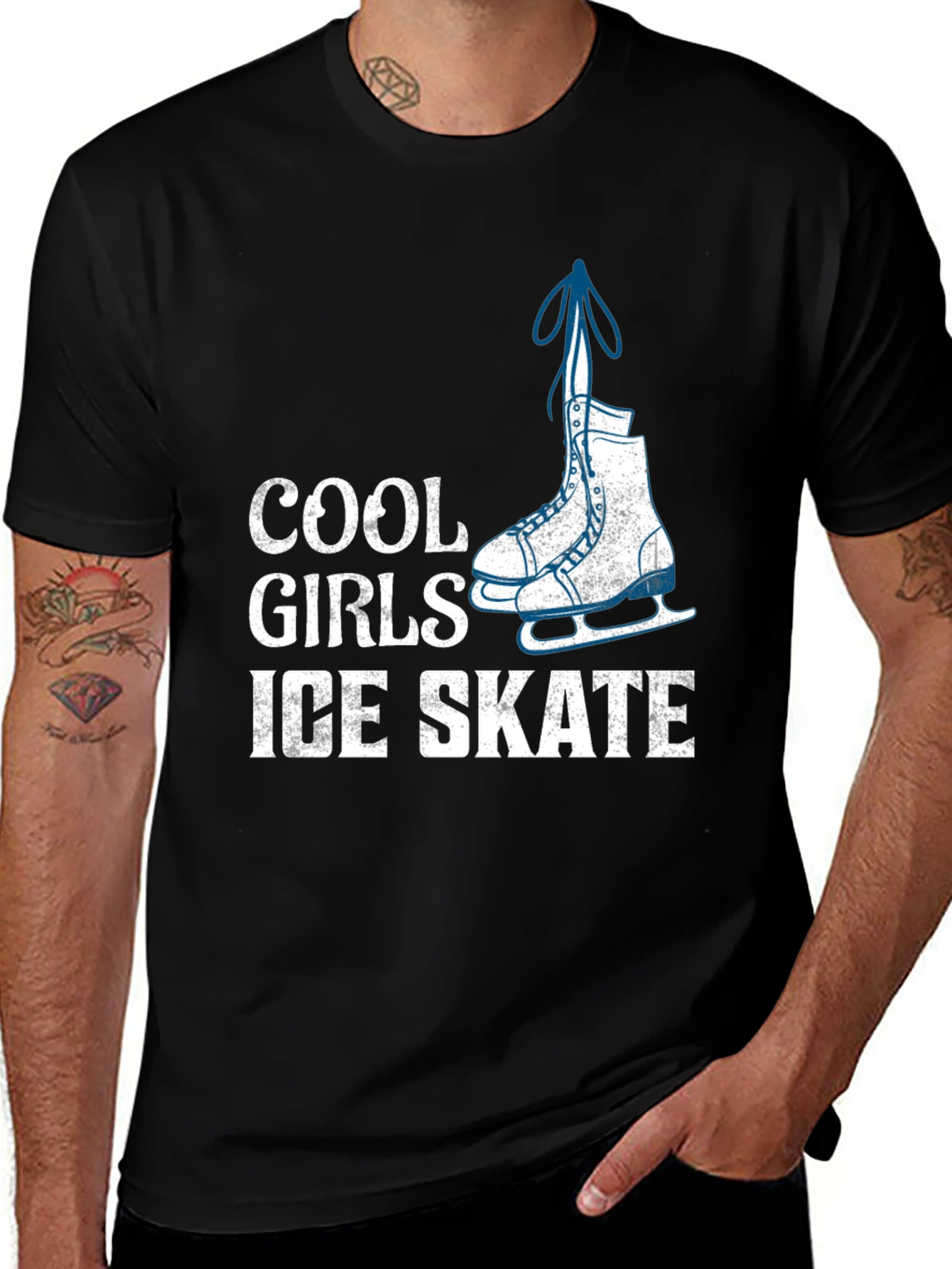 Cool Girls Ice Skate Graphic Tee - Black