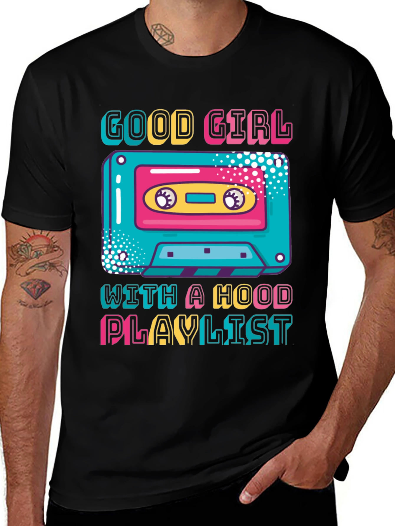 Variant 7 of Good Girl Hood Playlist Cassette Graphic Tee