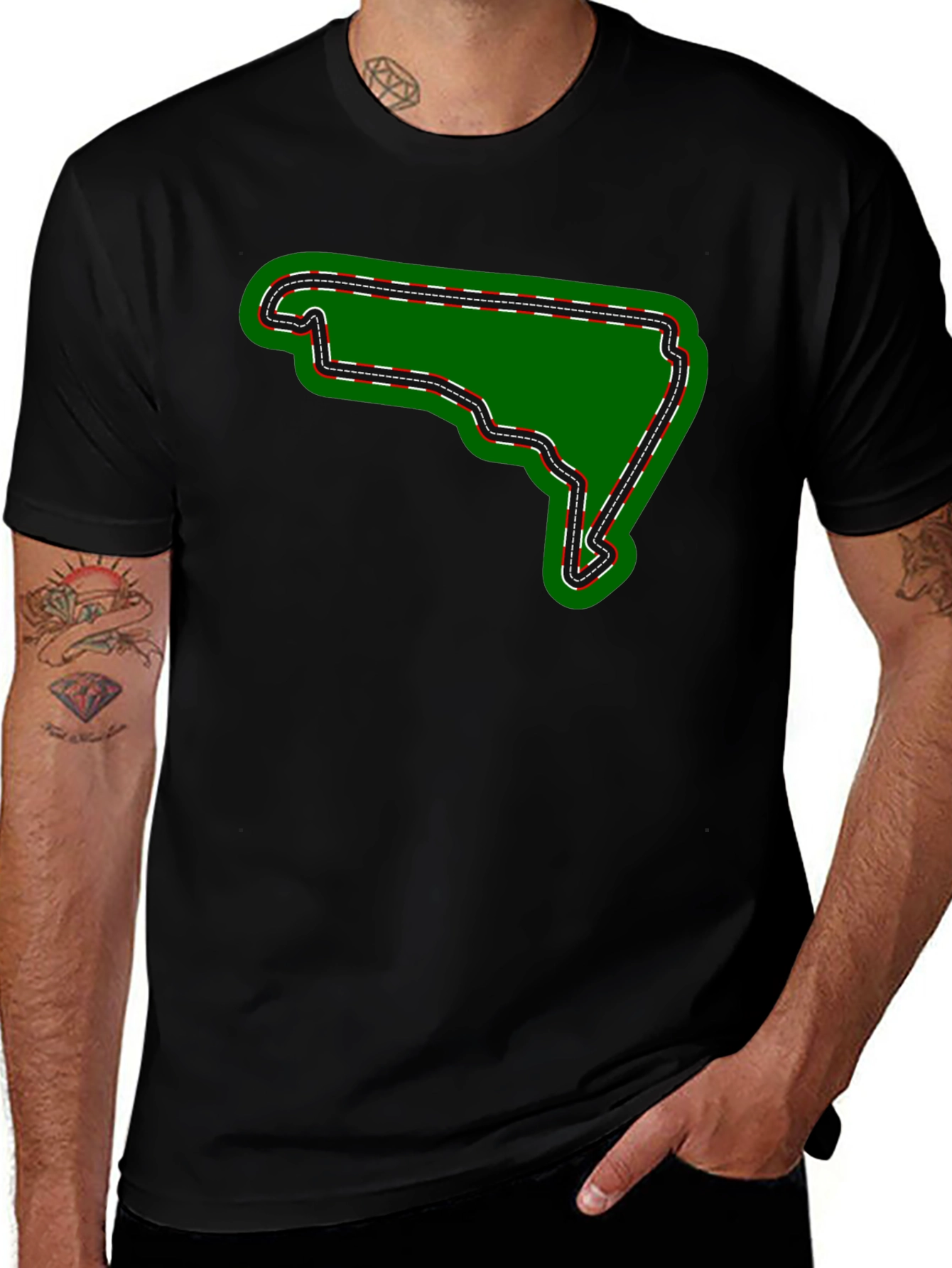 Variant 25 of Race Track Graphic Tee - Black Cotton T-Shirt