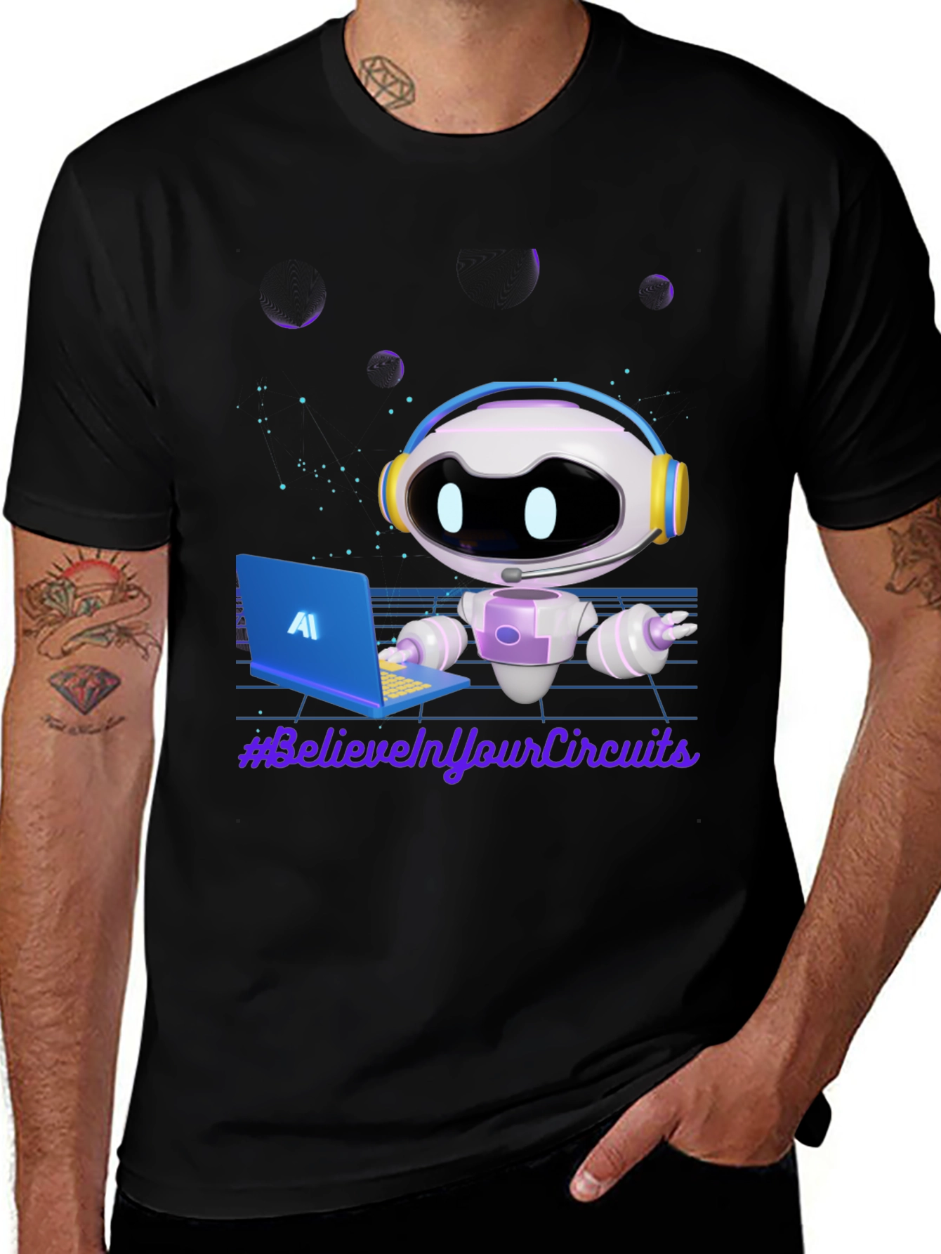 Variant 7 of Believe In Your Circuits Robot Graphic Tee