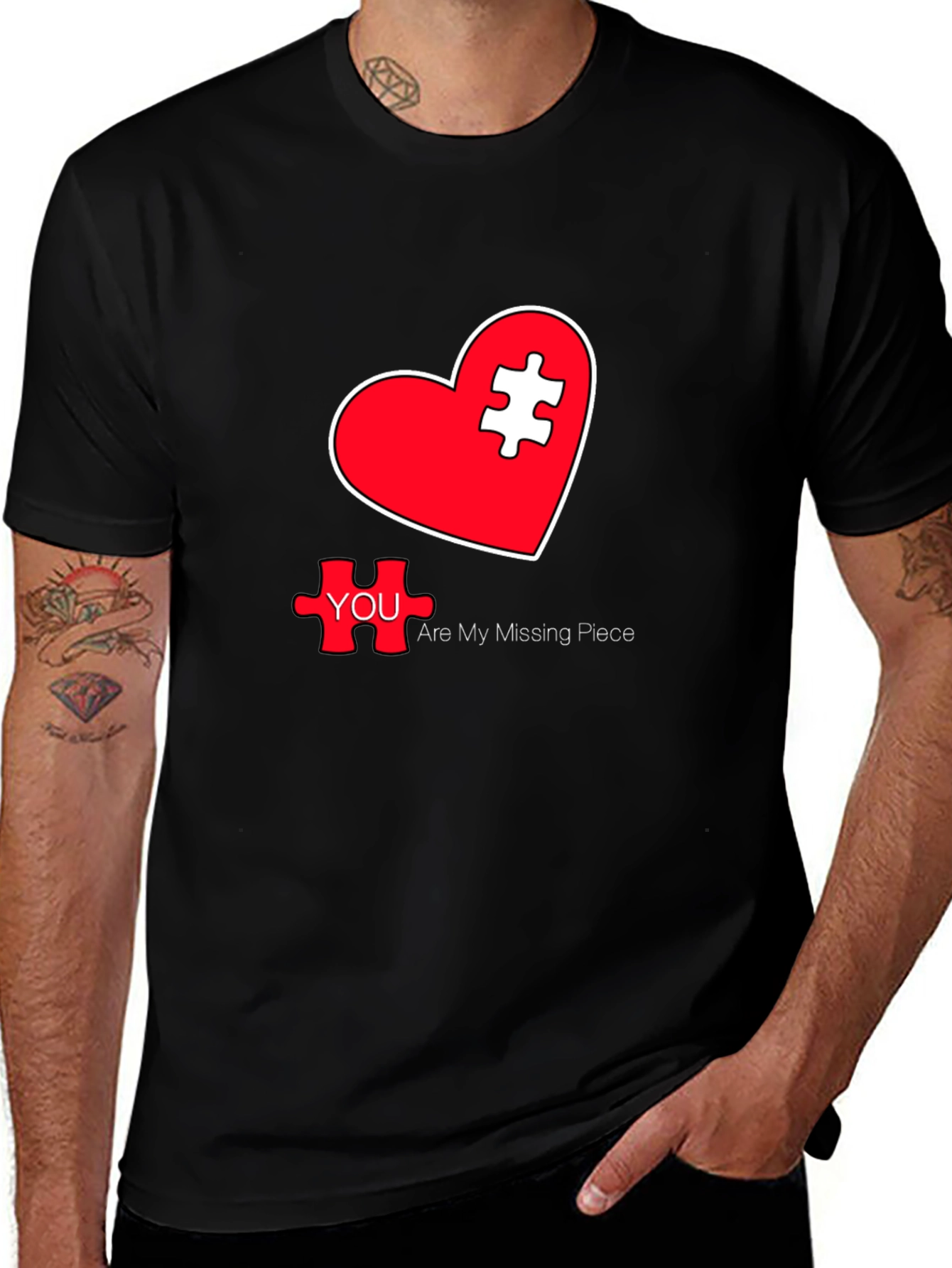 Variant 12 of You Are My Missing Piece Puzzle Heart Graphic Tee