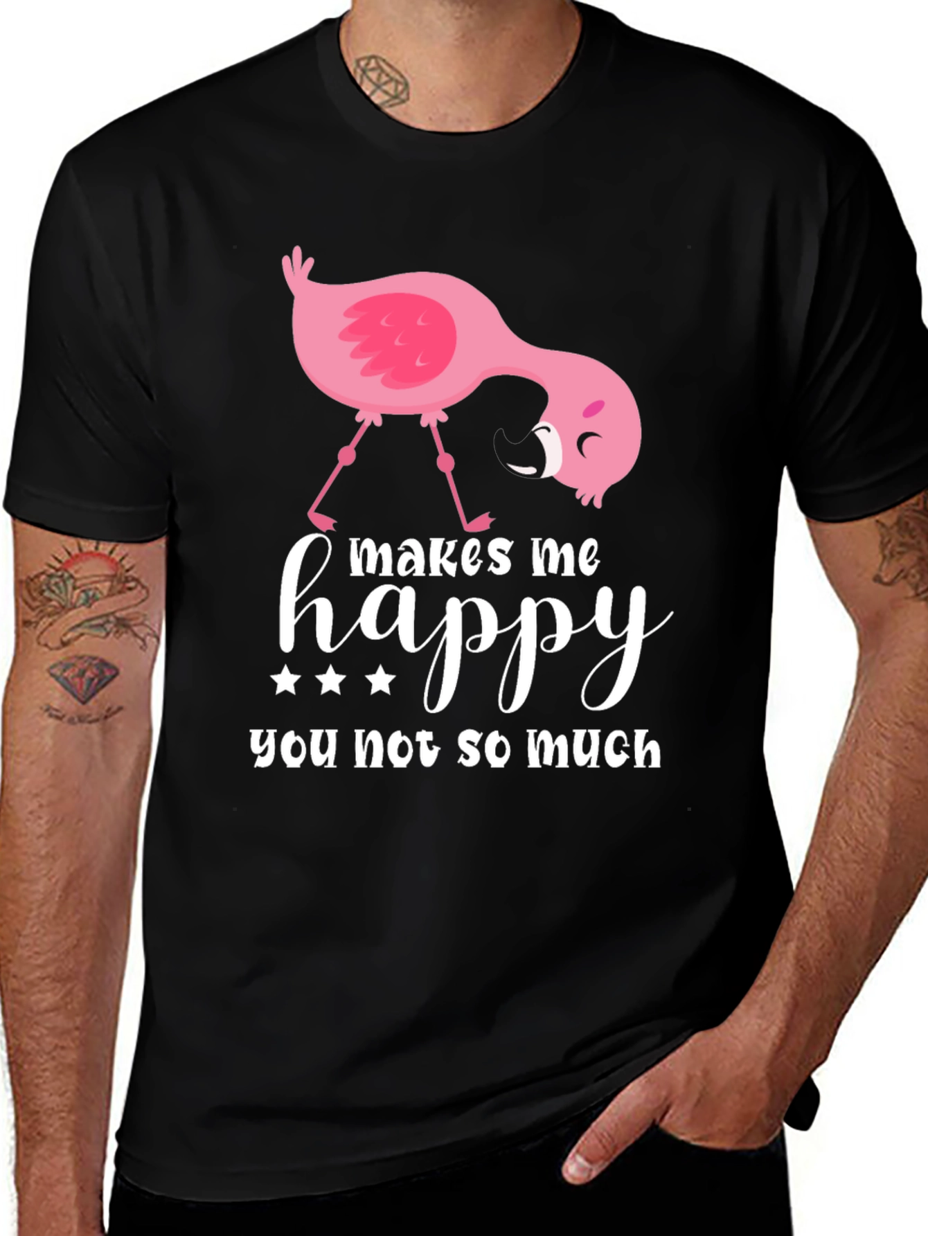 Variant 11 of Funny Flamingo Graphic T-Shirt - Makes Me Happy