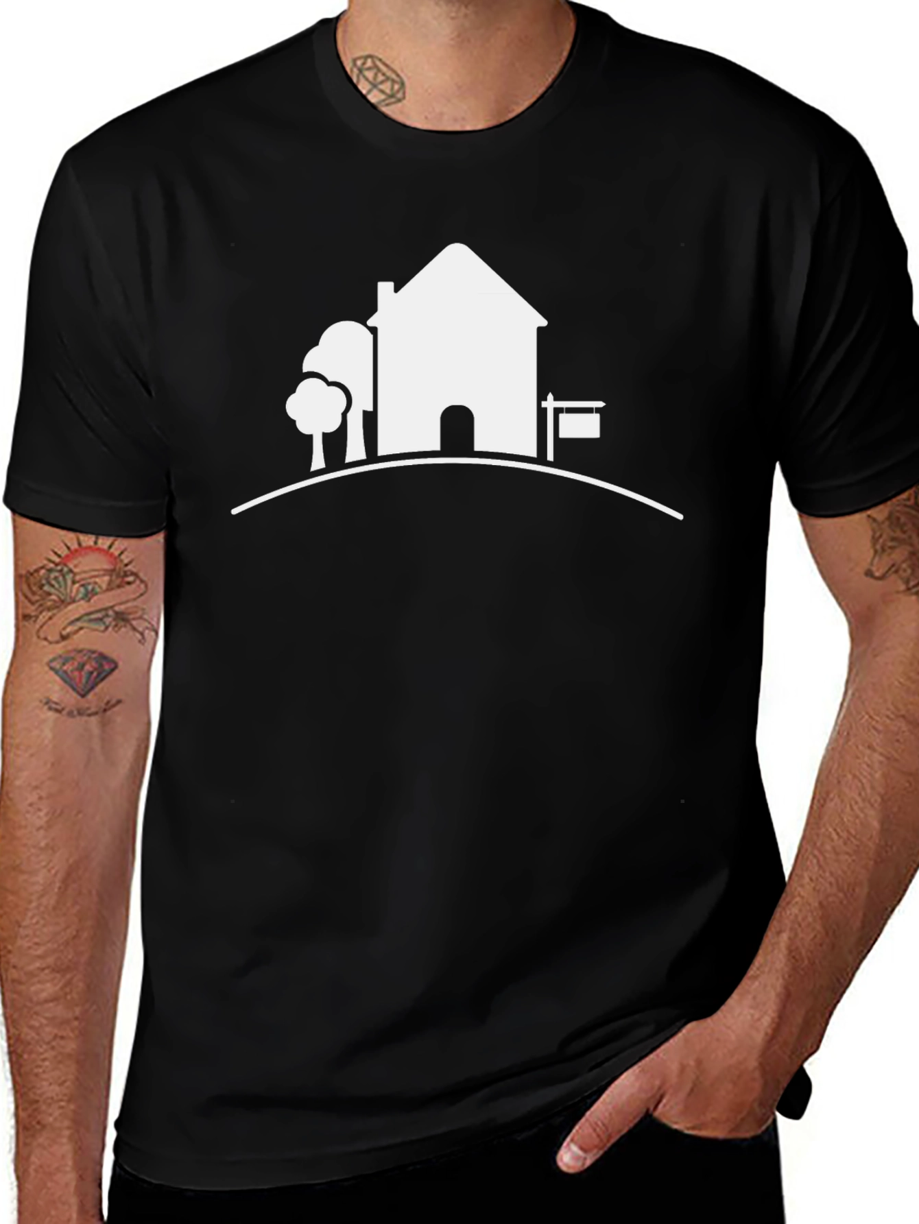 Variant 3 of House Graphic Tee - Modern Black T-Shirt