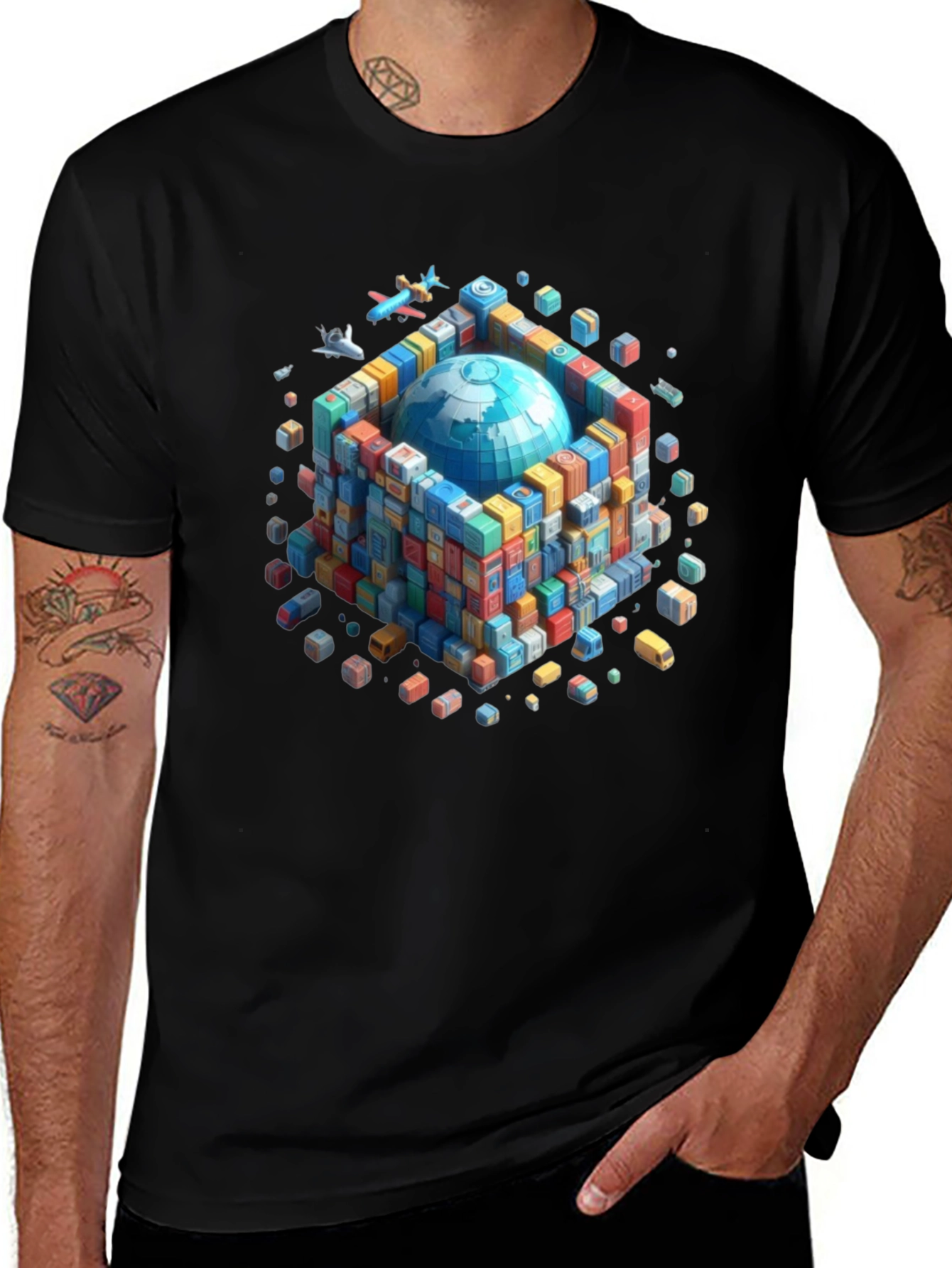 Variant 4 of Global Shipping Container Graphic T-Shirt