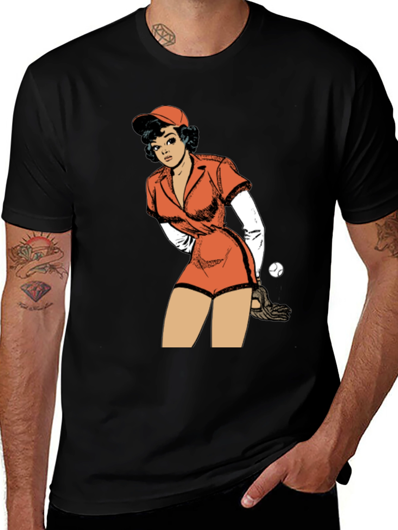 Variant 18 of Retro Baseball Girl Graphic T-Shirt