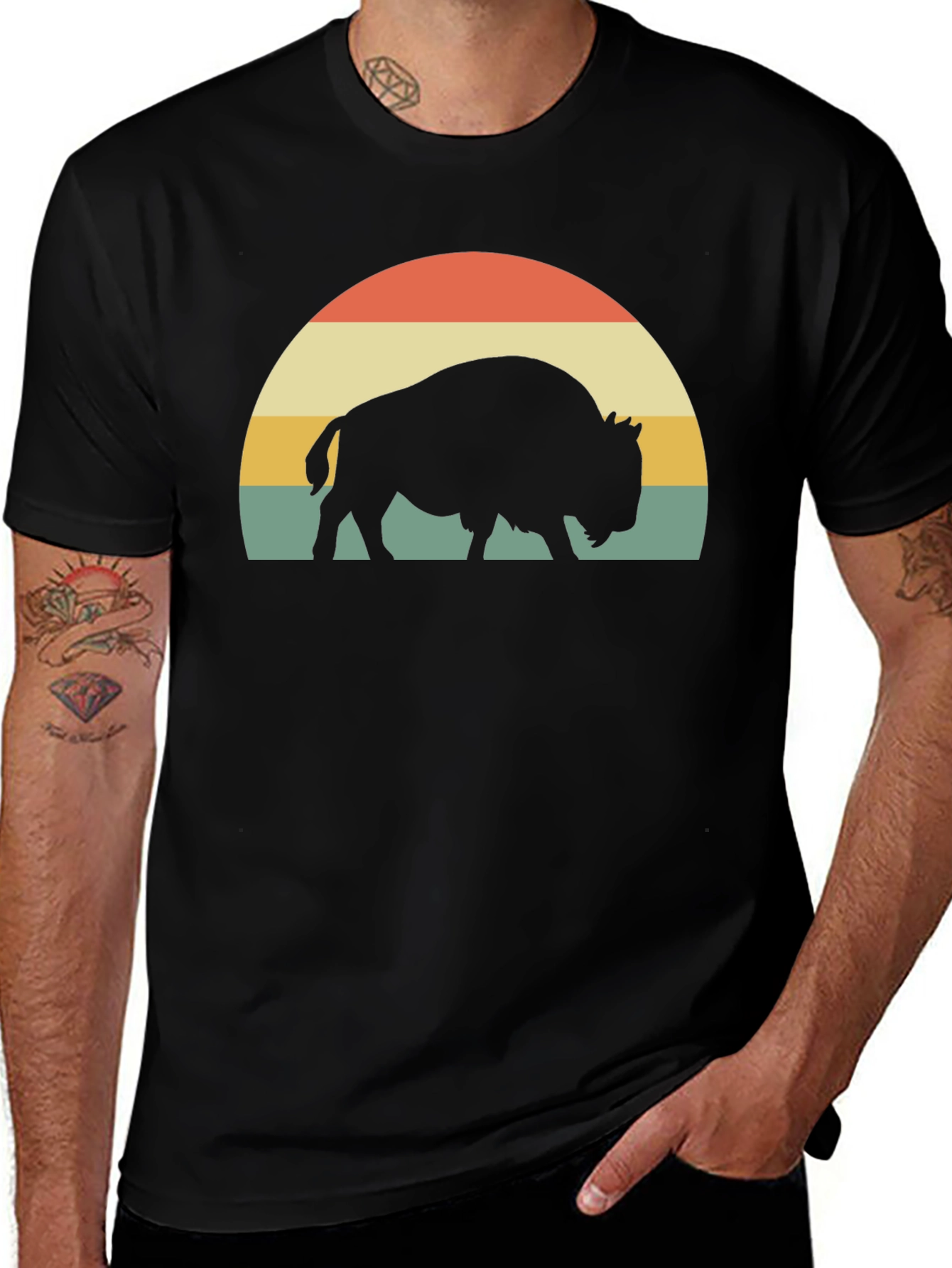 Variant 28 of Vintage Buffalo Silhouette Graphic Tee