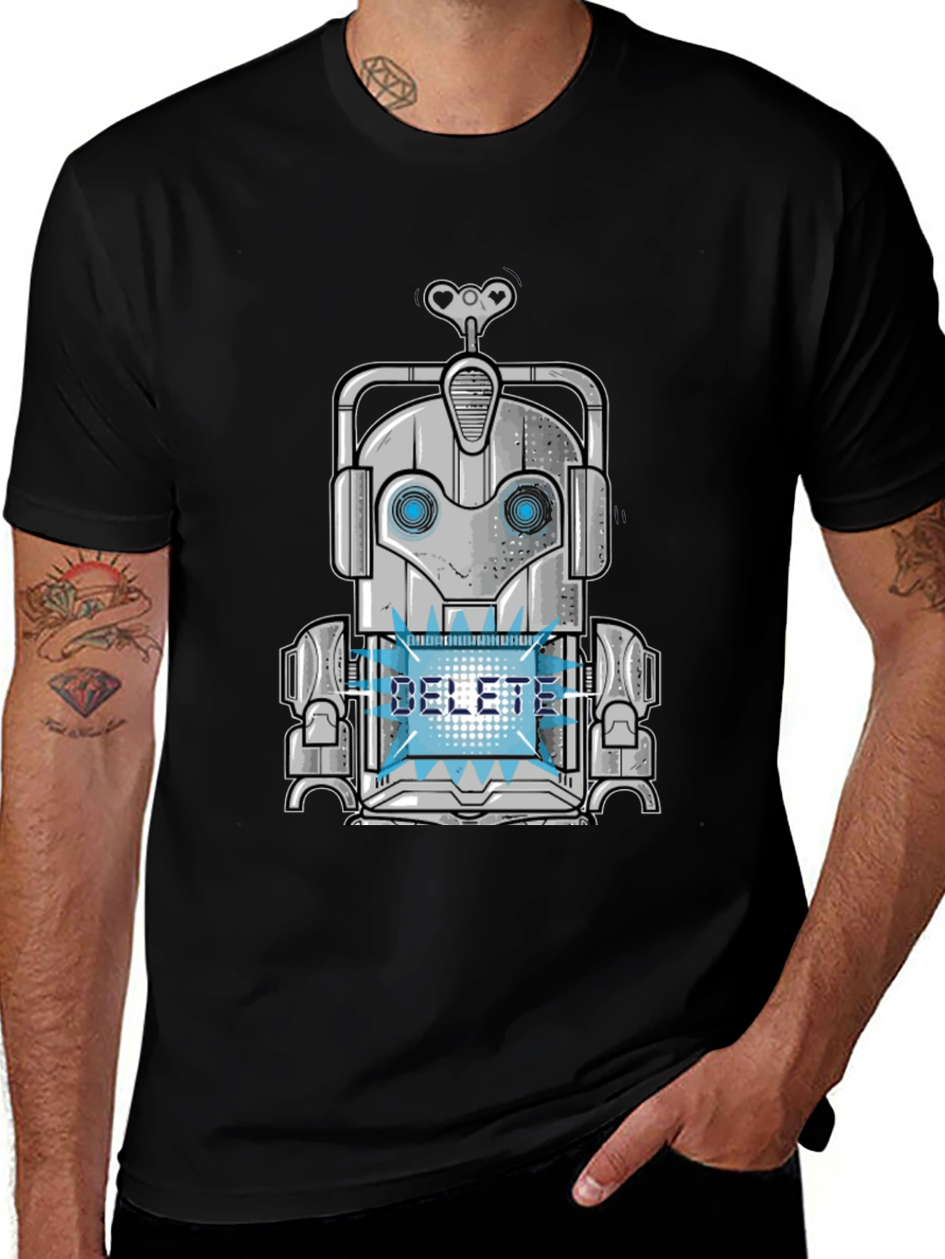 Cybernetic Delete Robot Graphic T-Shirt
