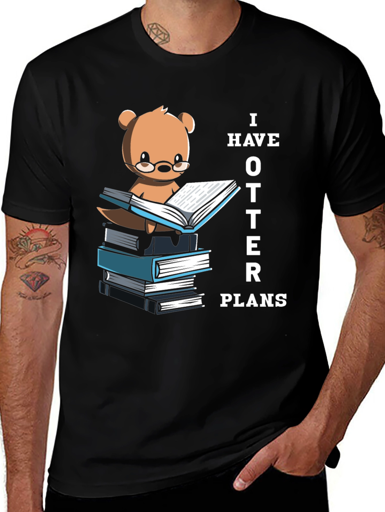 Variant 13 of Otter Plans T-Shirt - Cute Bookworm Tee