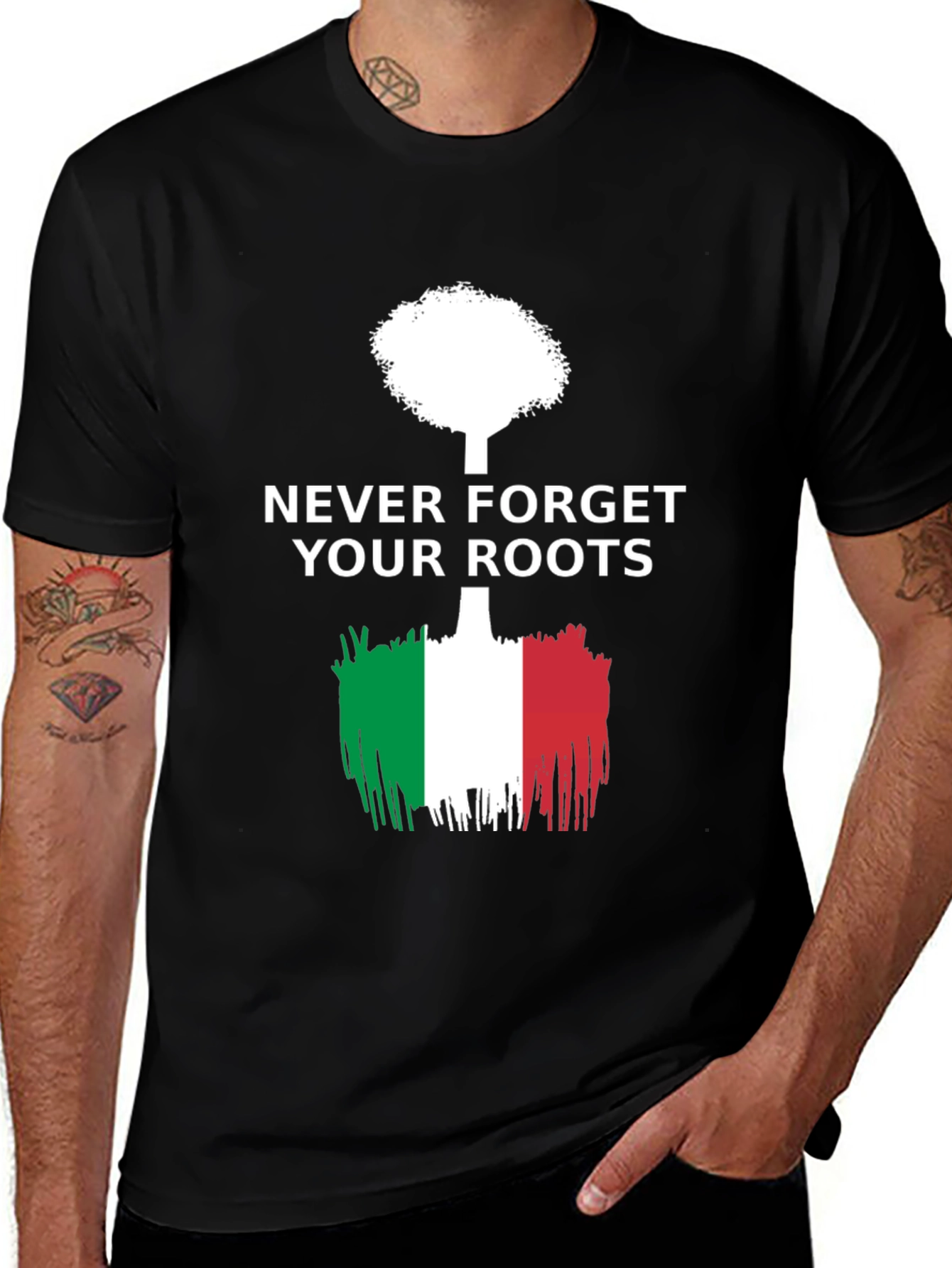 Never Forget Your Roots T-Shirt Italian Flag