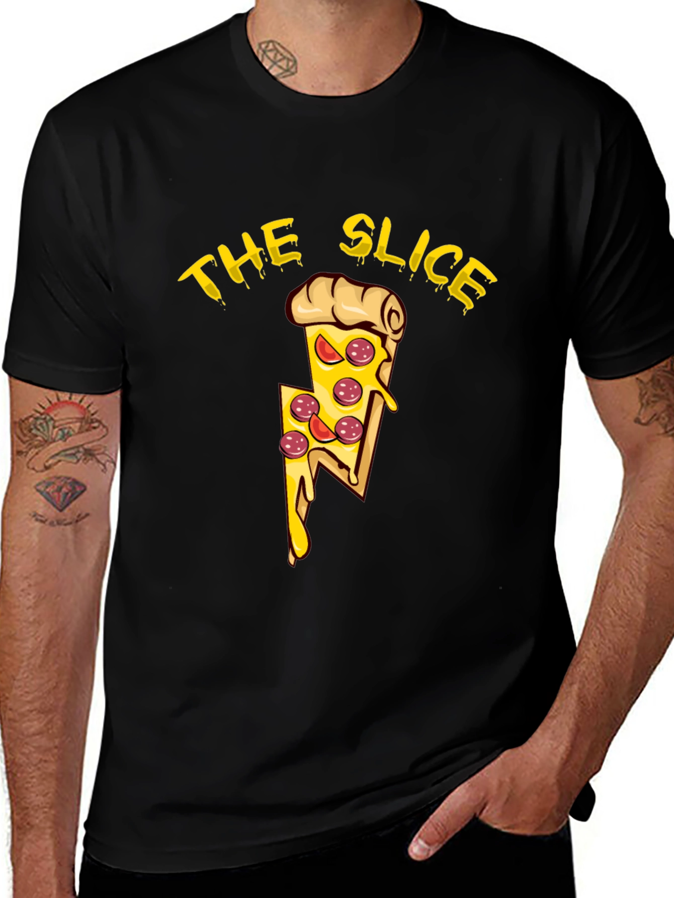 The Slice Pizza Graphic Tee - Black Cotton T-Shirt