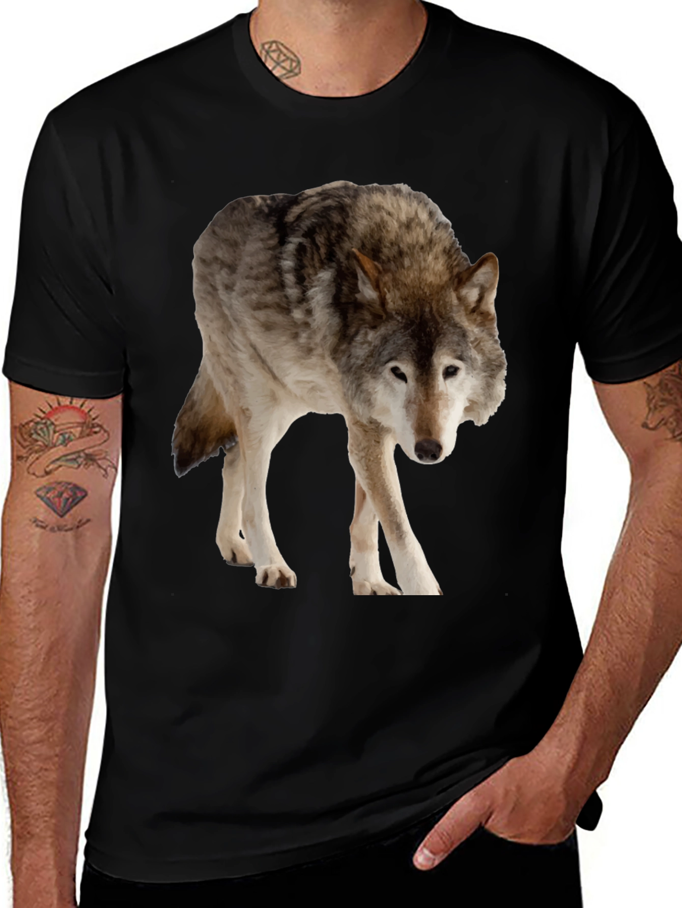 Variant 5 of Wolf Graphic Tee - Men's Black T-Shirt