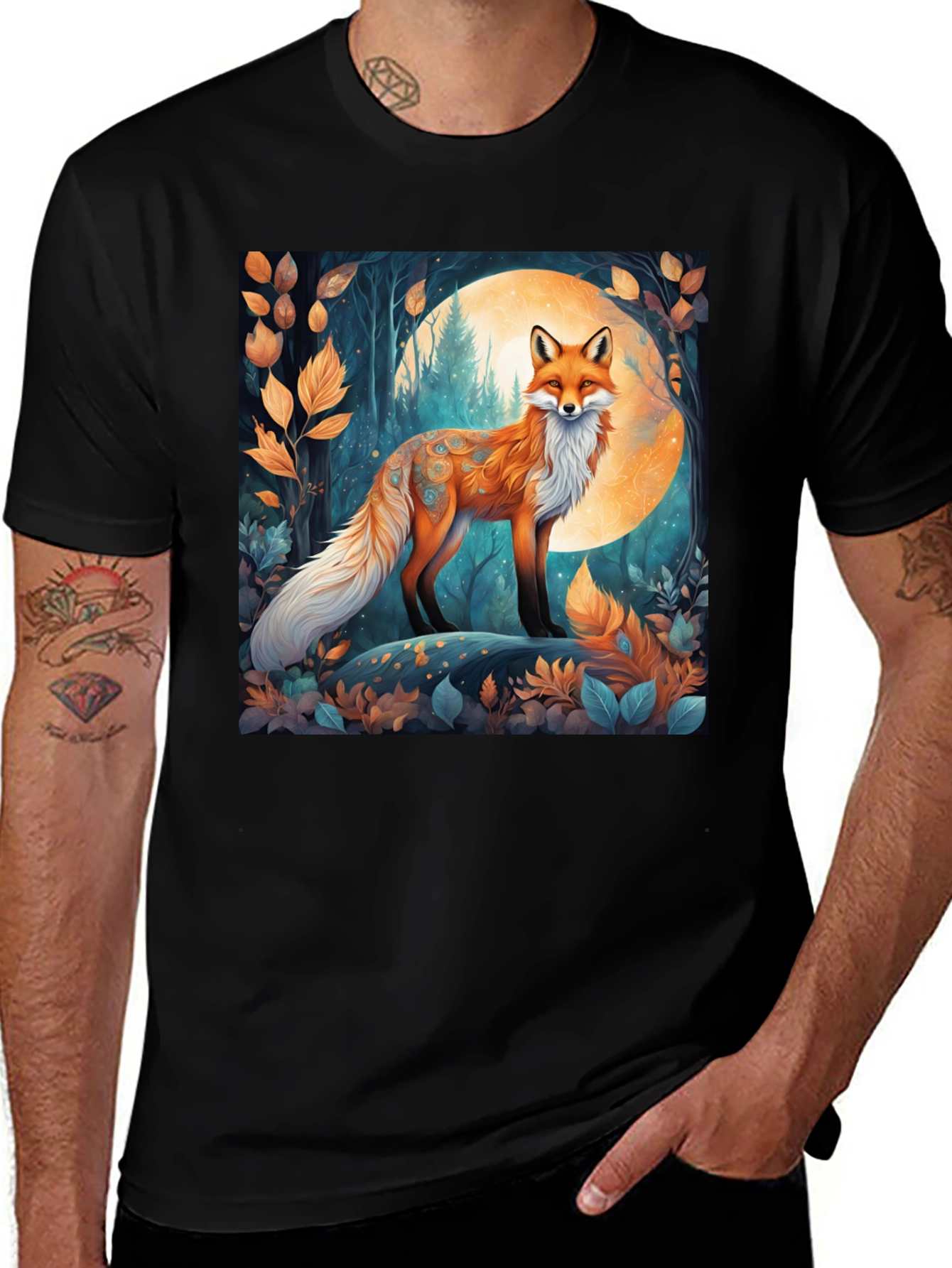 Variant 24 of Fox in Moonlight Graphic Tee - Nature Inspired Design