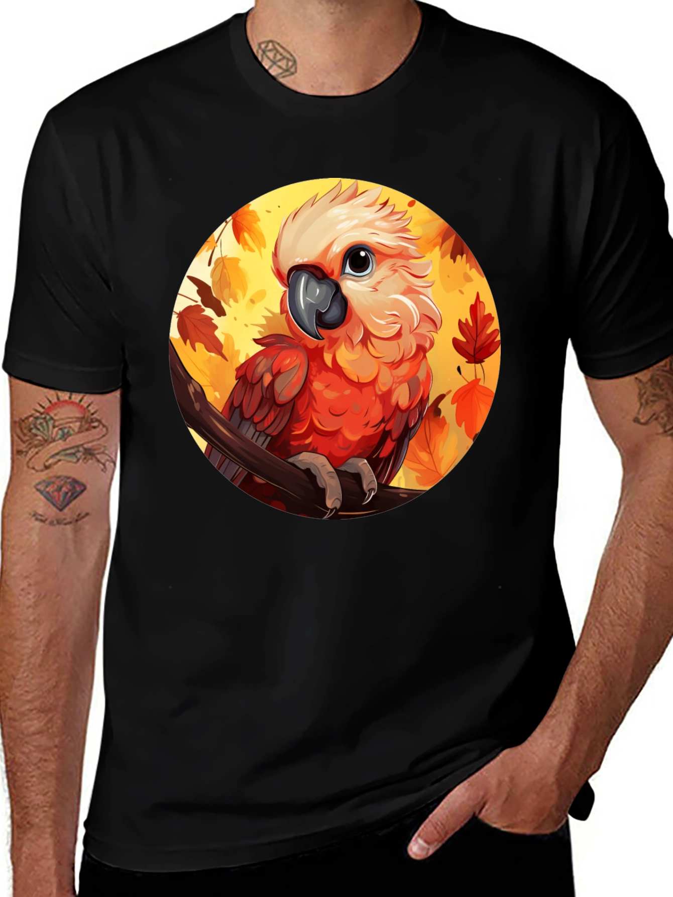 Variant 3 of Cute Parrot on Branch Graphic T-Shirt