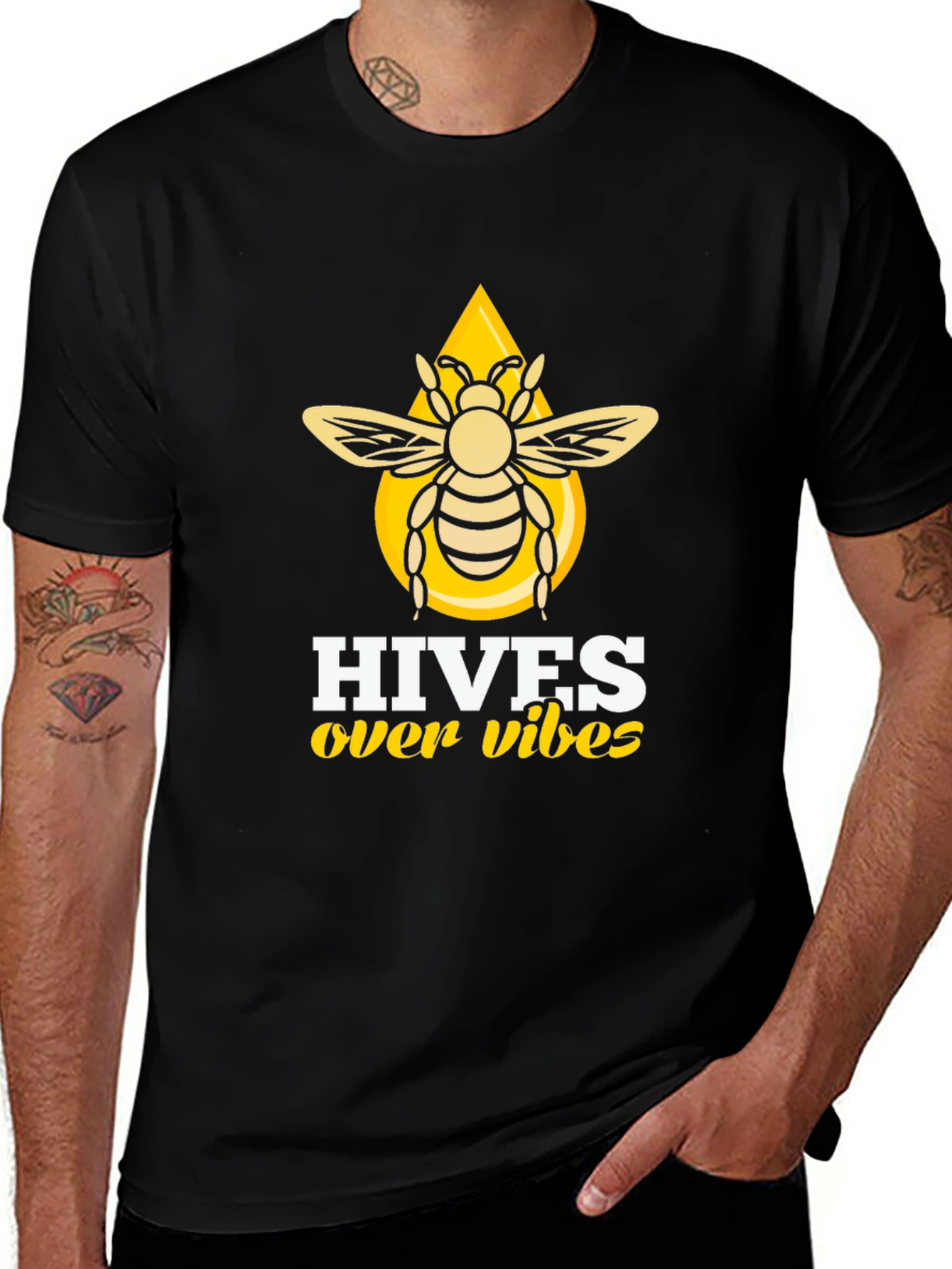 Variant 13 of Hives Over Vibes T-Shirt - Honeybee Graphic Tee