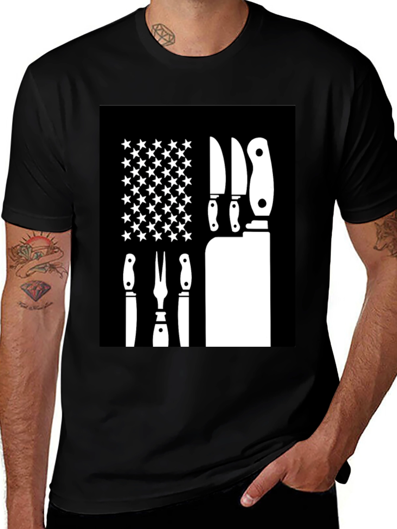 Variant 11 of Chef Knife American Flag T-Shirt