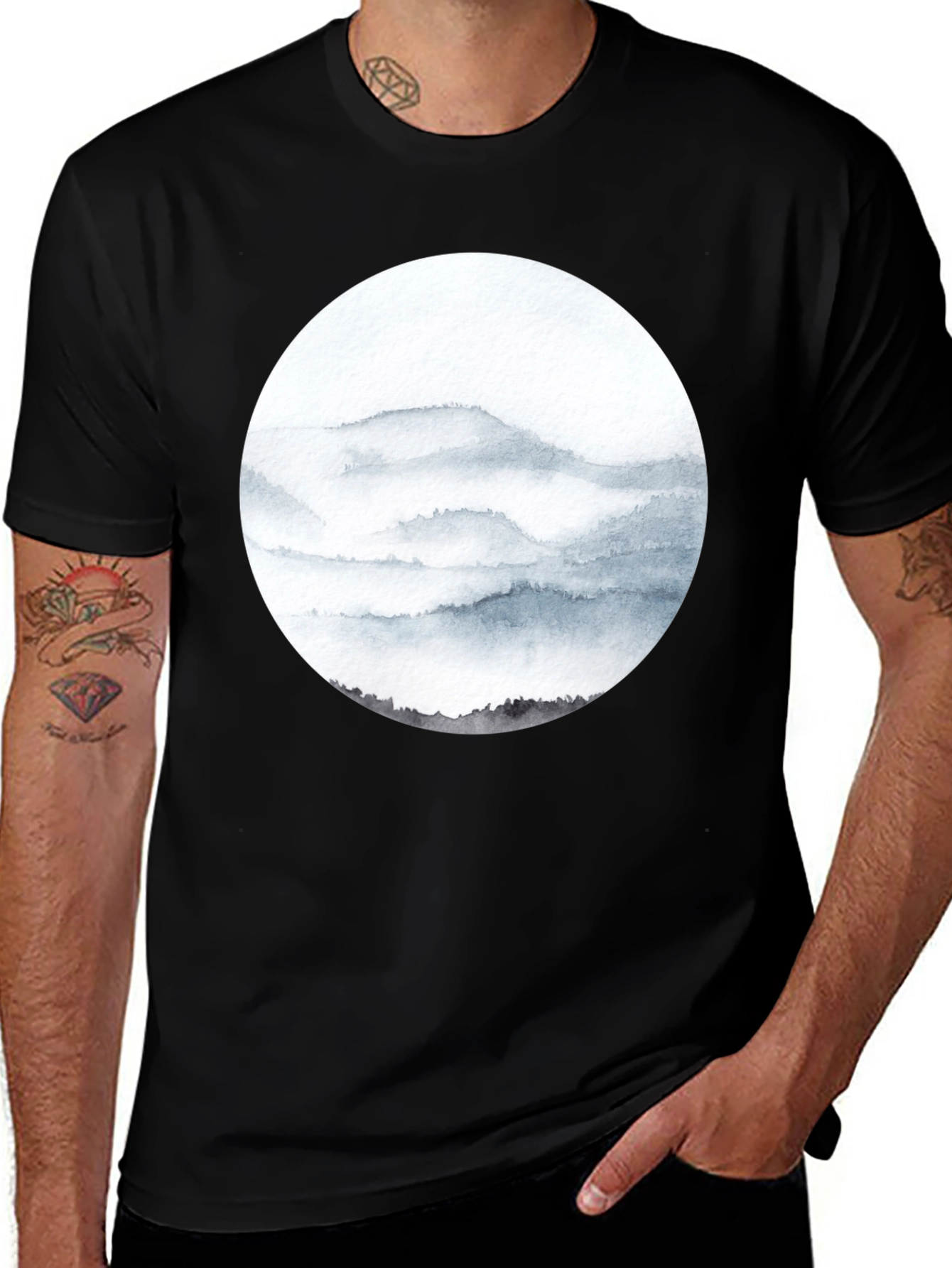 Variant 4 of Abstract Mountain Watercolor T-Shirt