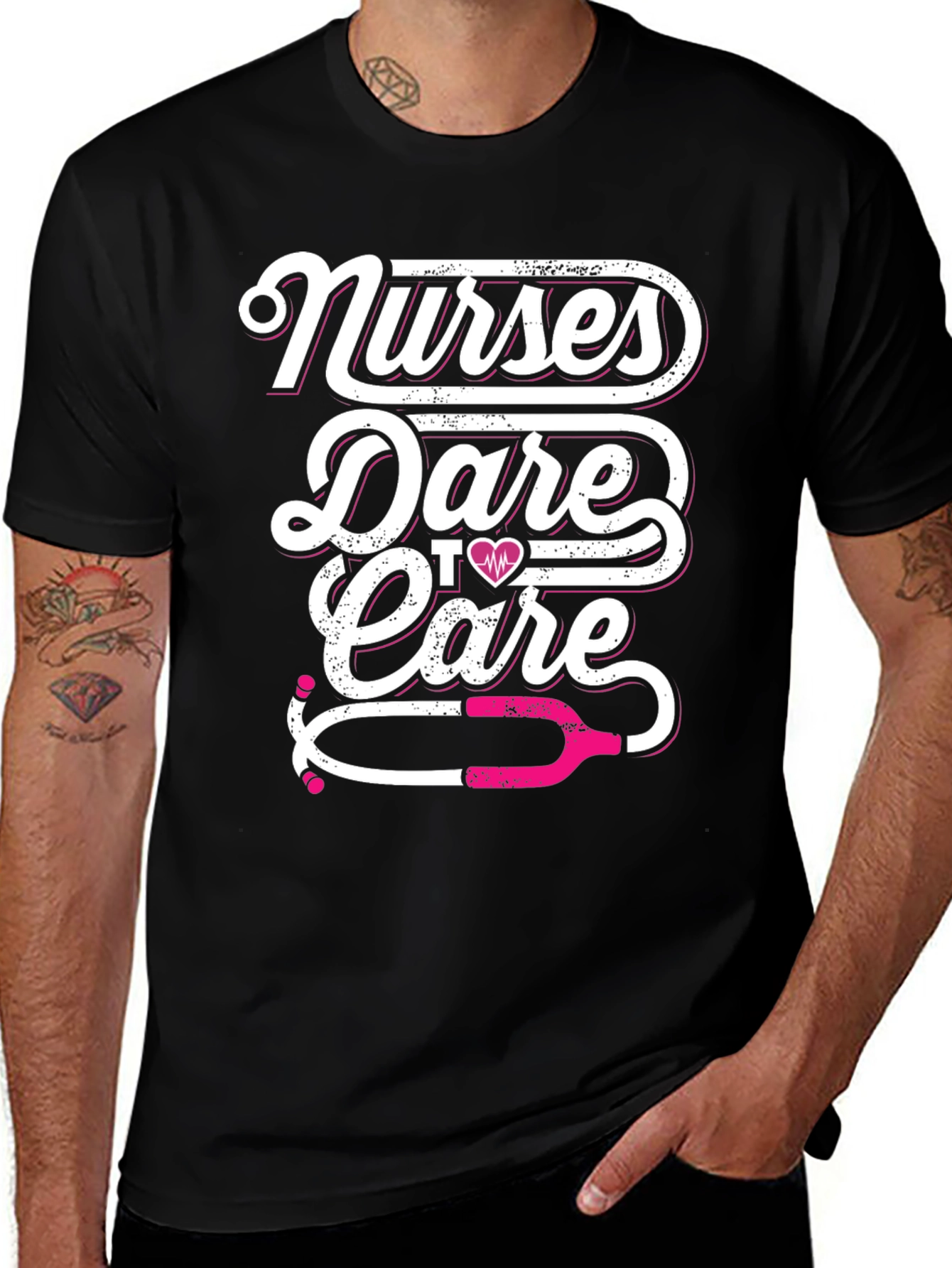 Variant 28 of Nurses Dare to Care Black T-Shirt