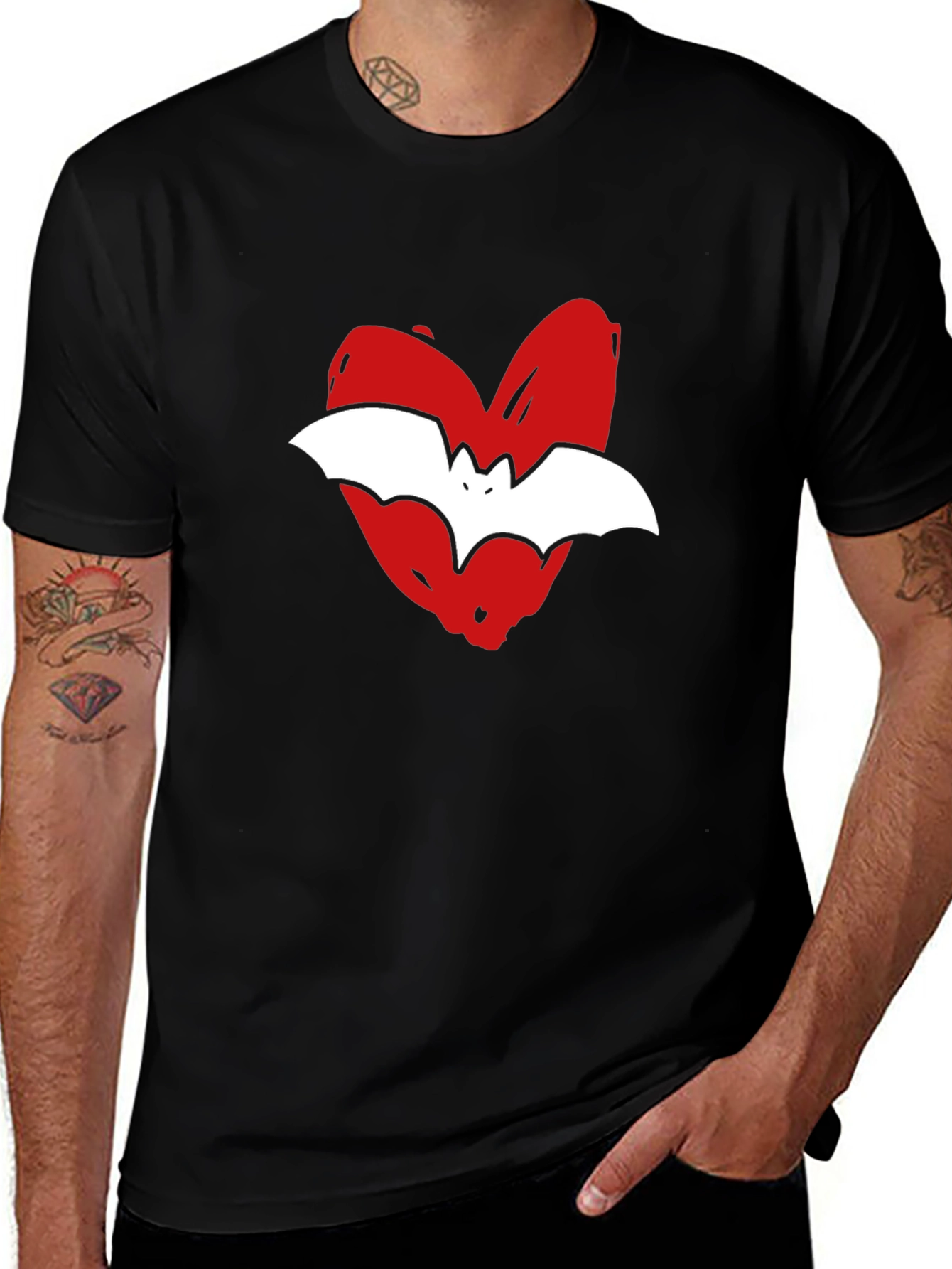 Variant 13 of Heart Bat Graphic Tee - Stylish Cotton Comfort