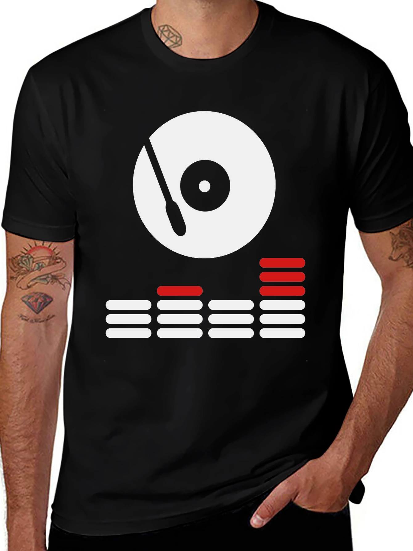 Variant 8 of DJ Turntable Graphic Tee - Cool Black Shirt