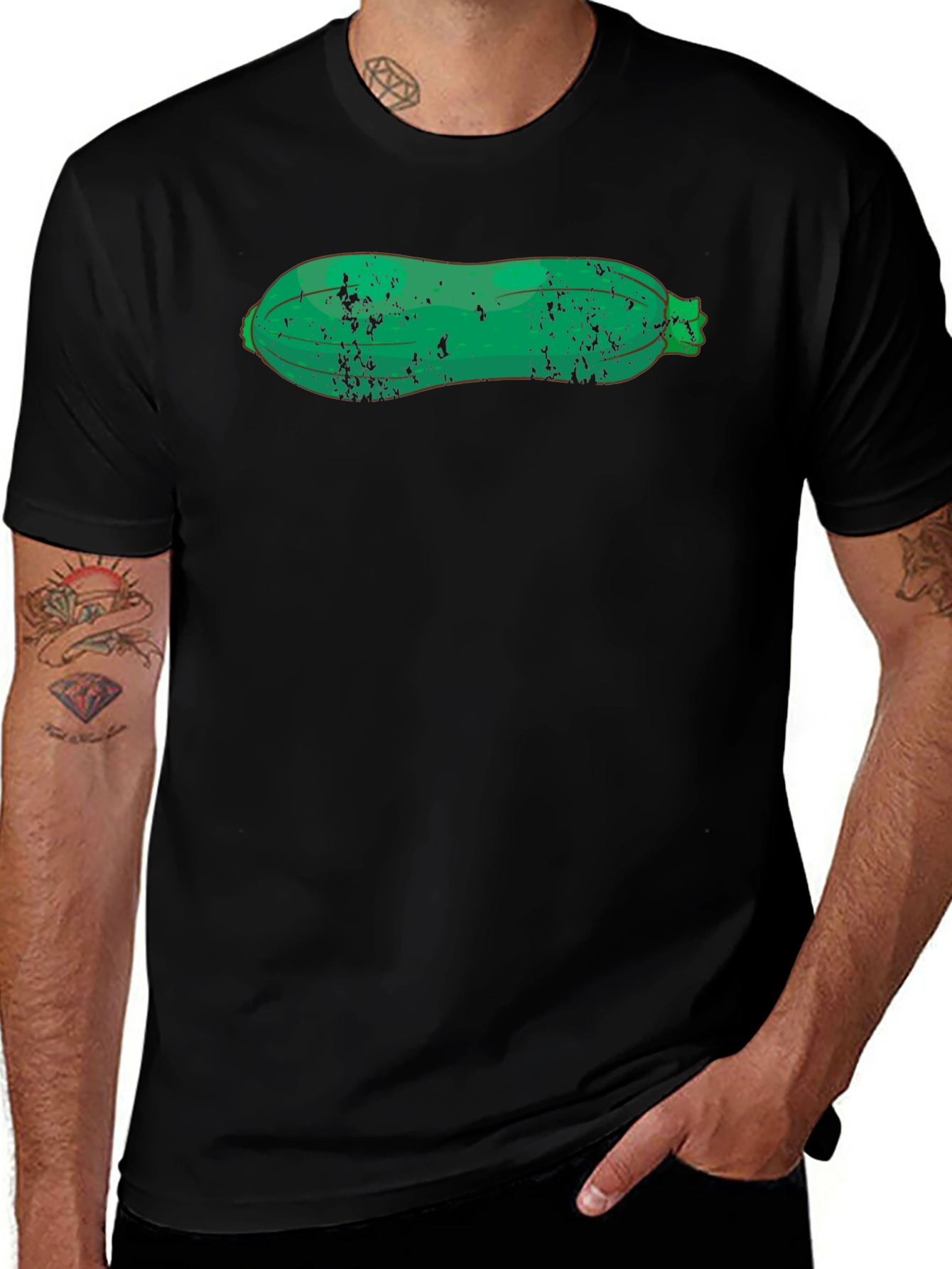 Zucchini Graphic Tee - Black Cotton T-Shirt