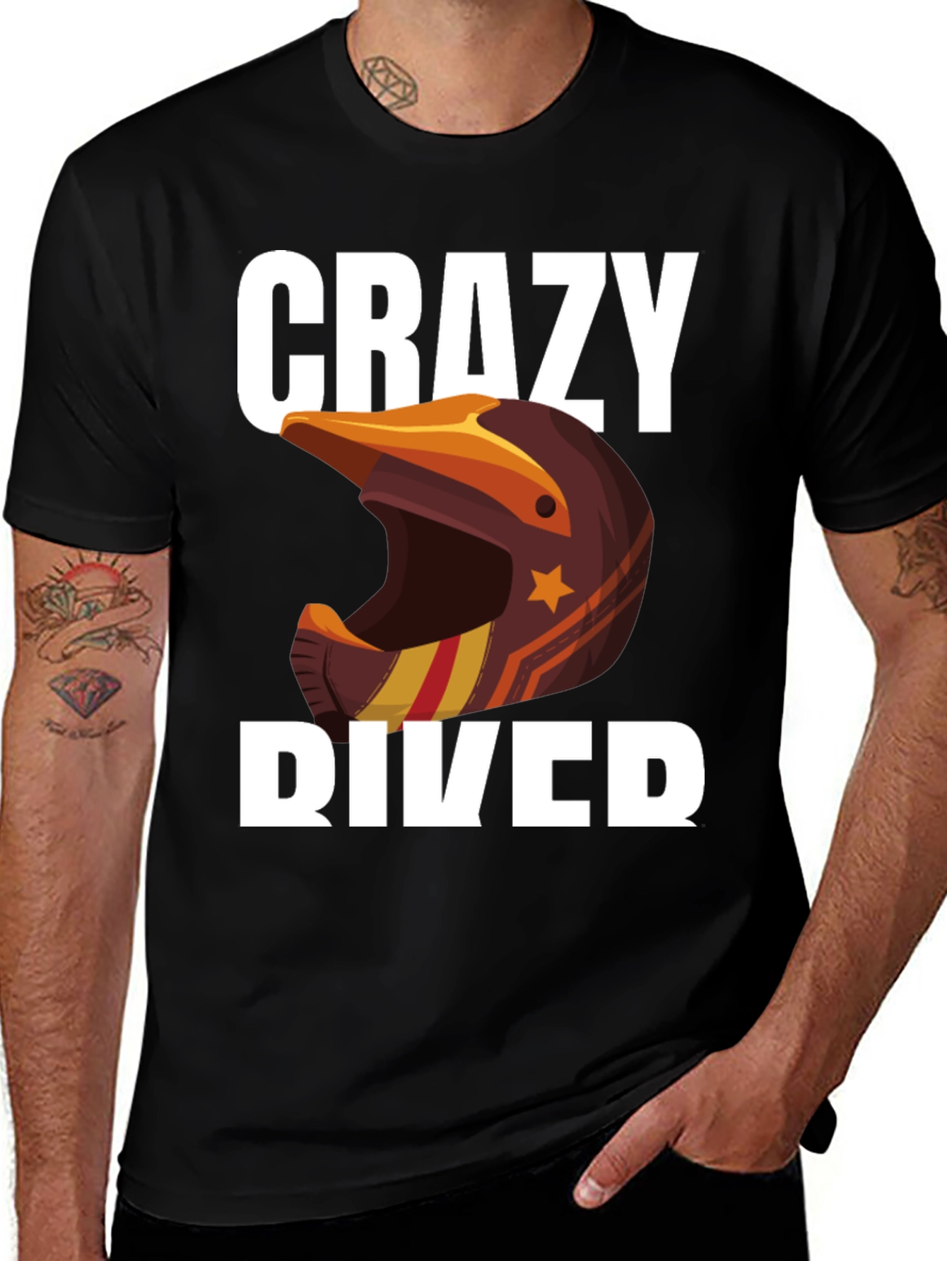 Variant 29 of Crazy Rider Graphic Tee - Motorcycle Helmet Design