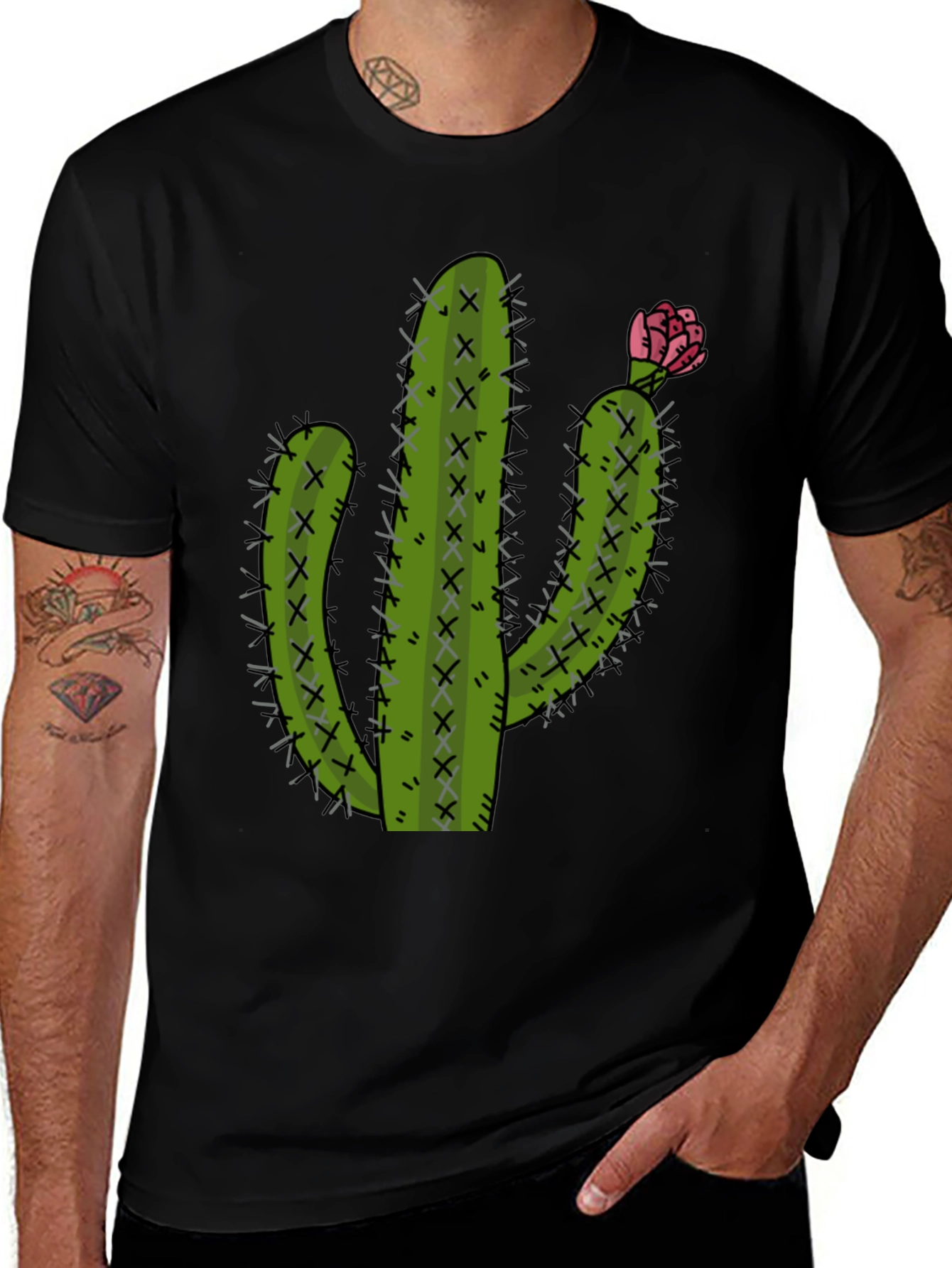 Variant 26 of Cactus Graphic Tee - Unisex Black T-Shirt