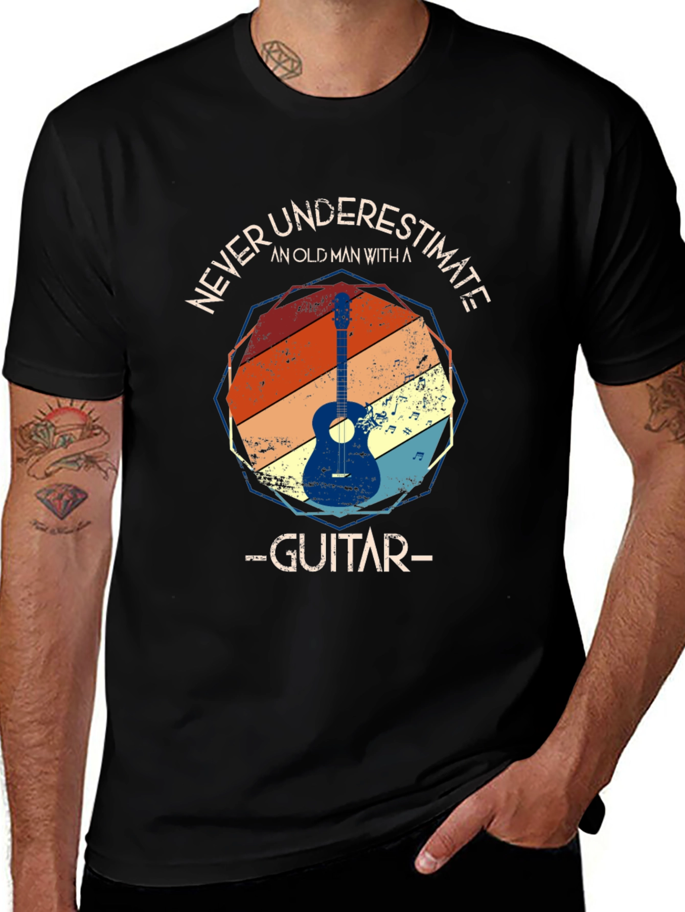 Variant 7 of Never Underestimate Old Man with Guitar T-Shirt